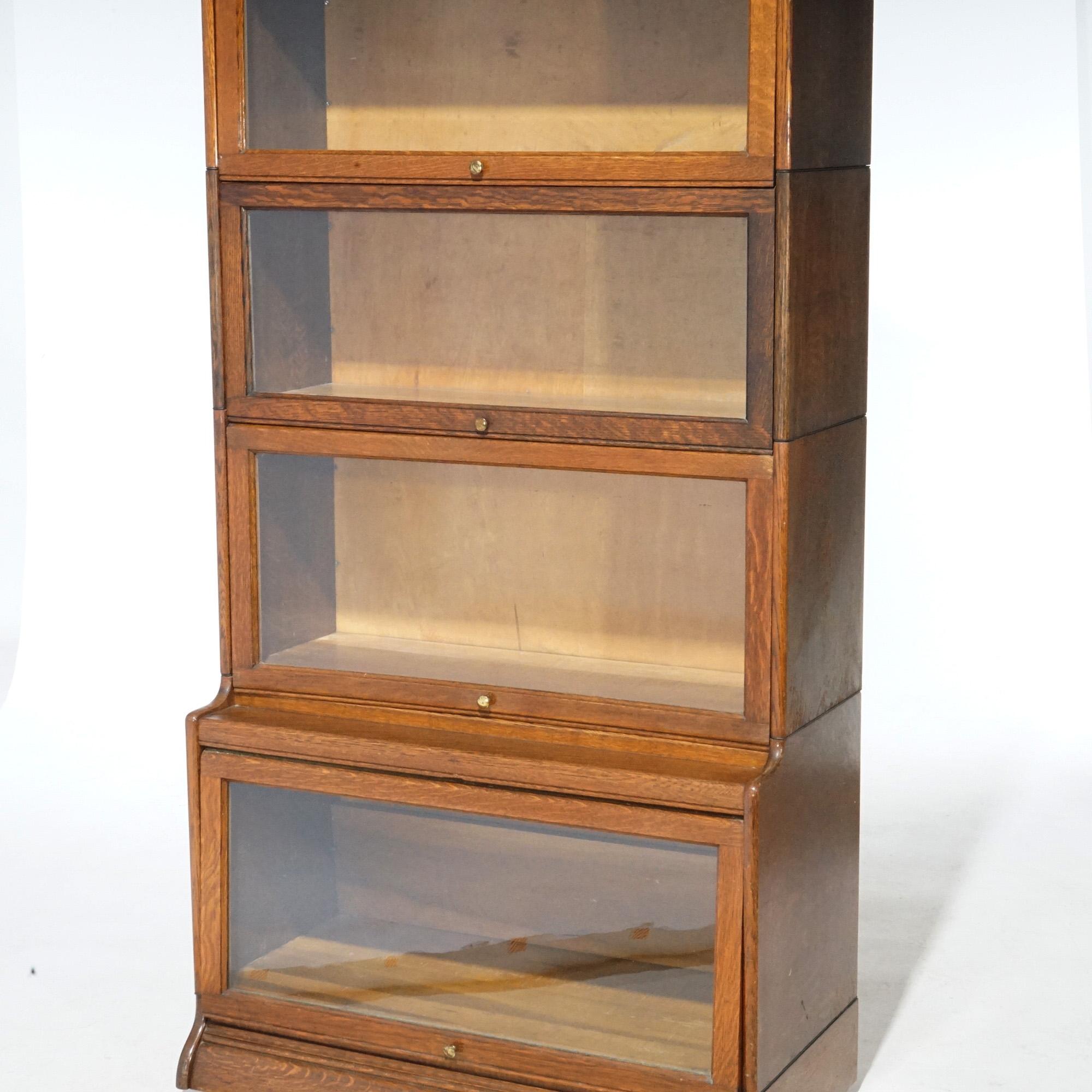 20th Century Antique Arts & Crafts Gunn Five Stack Oak Barrister Bookcase, circa 1910