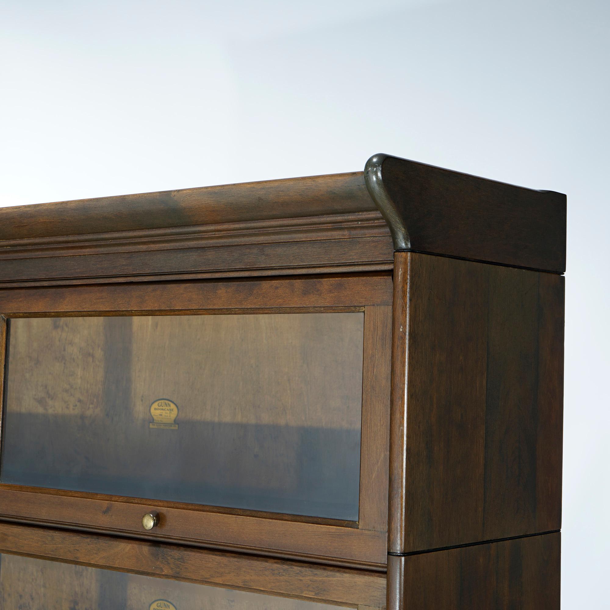 Antique Arts & Crafts Gunn Mahogany Double Barrister Bookcase, C1910 1