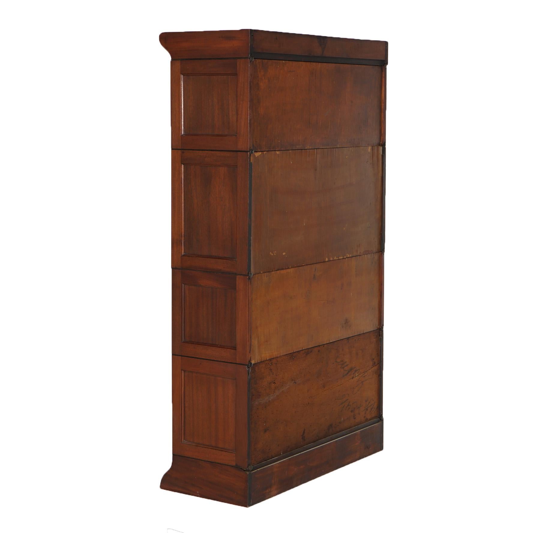 Antique Arts & Crafts Gunn Mahogany & Leaded Glass Barrister Bookcase Secretary For Sale 4
