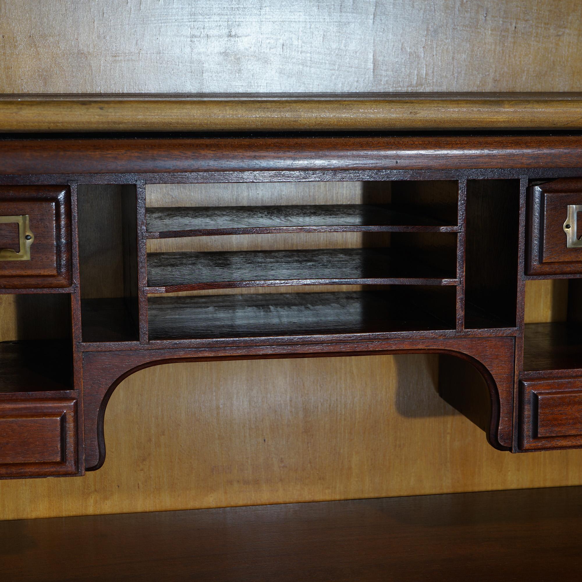 20th Century Antique Arts & Crafts Gunn Mahogany & Leaded Glass Barrister Bookcase Secretary For Sale