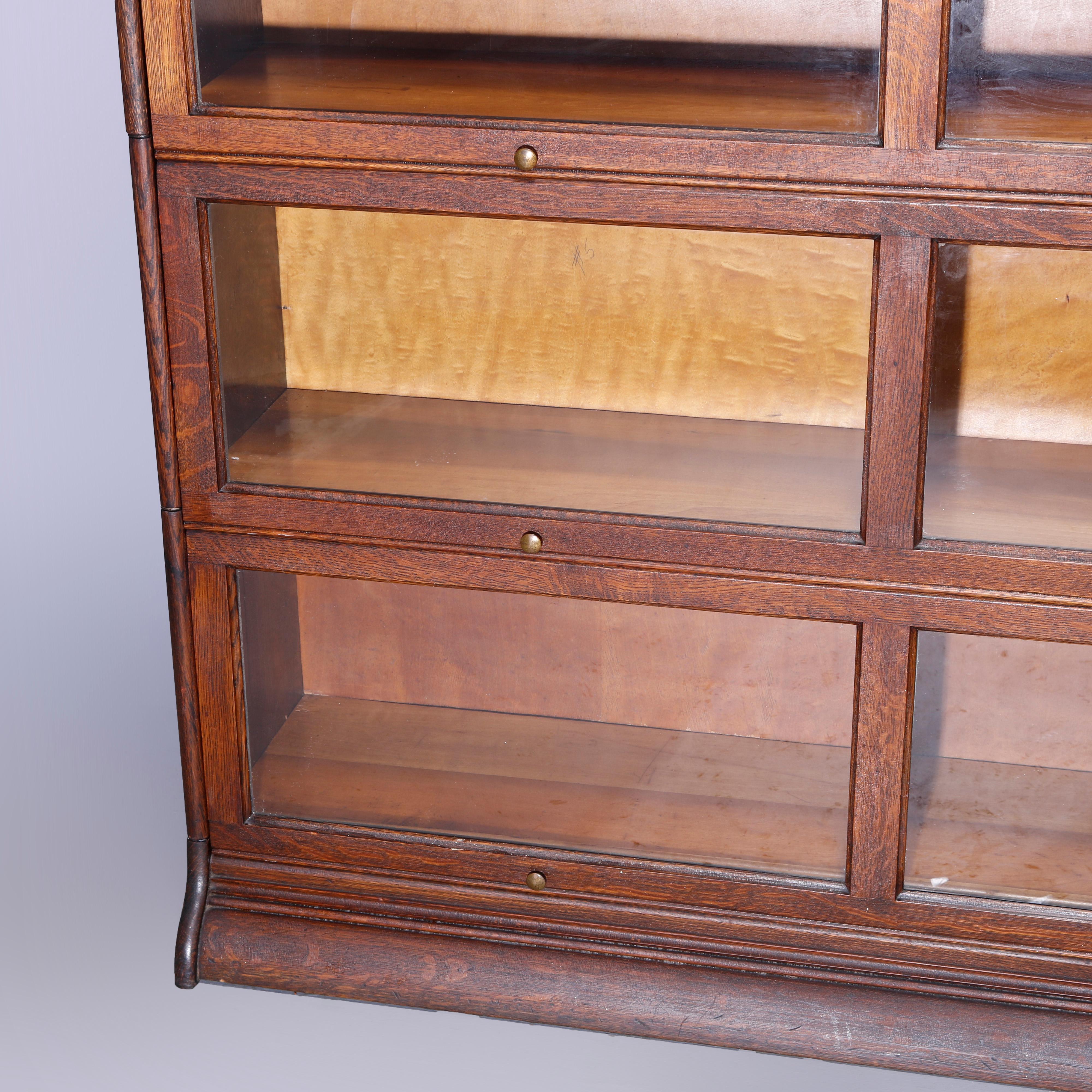 Antique Arts & Crafts Gunn Mission Oak Double Barrister Bookcase, c1910 In Good Condition In Big Flats, NY