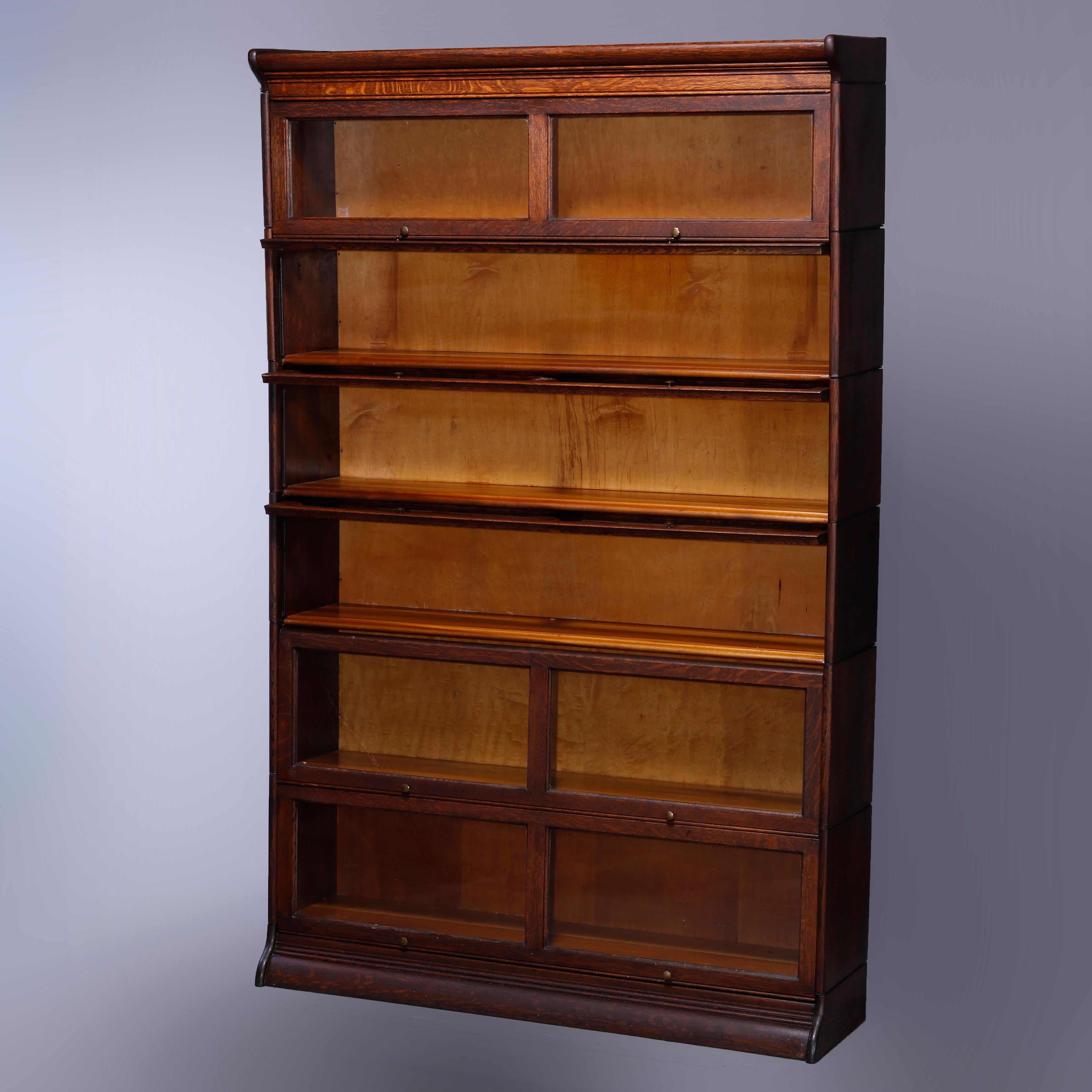 Antique Arts & Crafts Gunn Mission Oak Double Barrister Bookcase, c1910 1