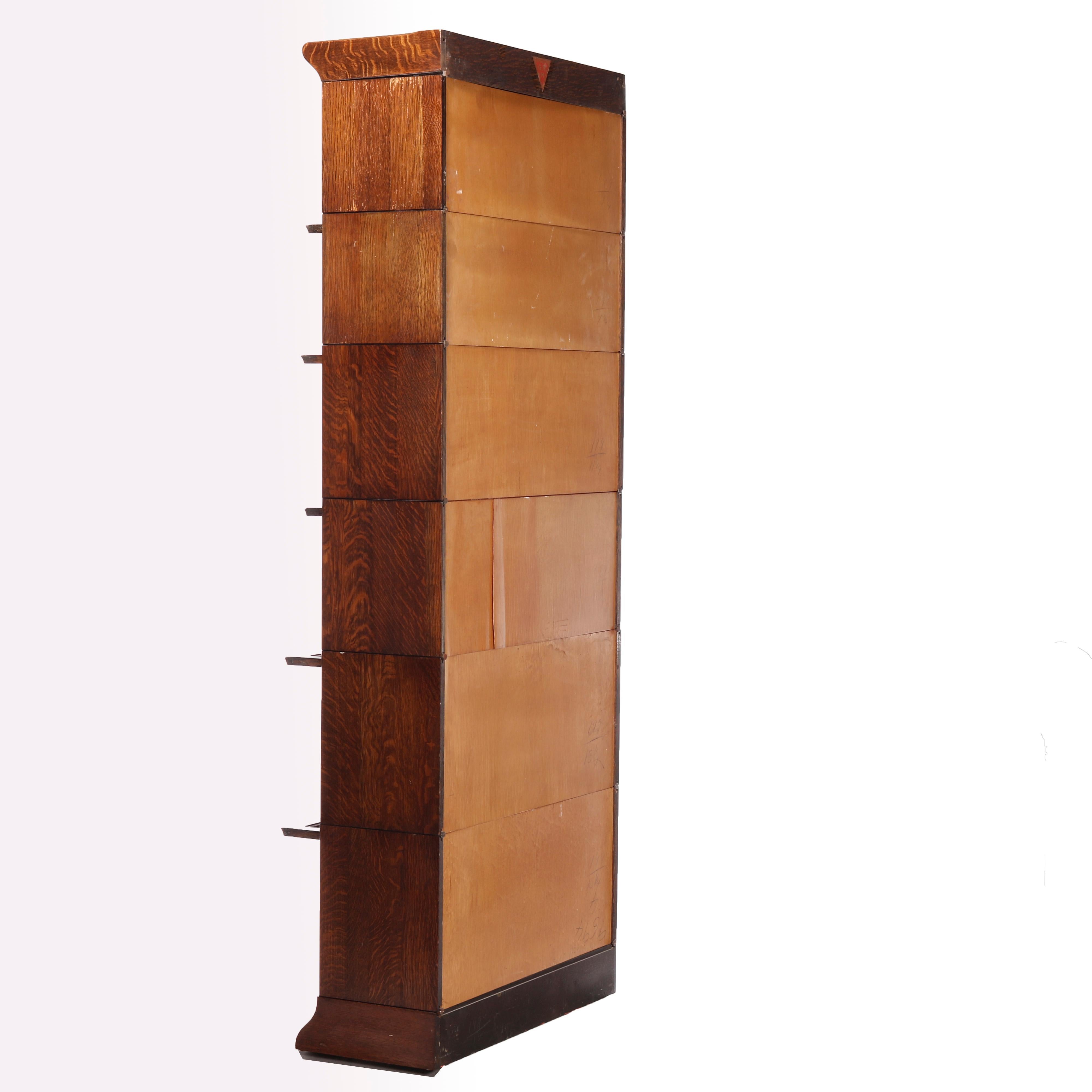 Antique Arts & Crafts Gunn Oak Six-Stack Barrister Bookcase, C1910 4