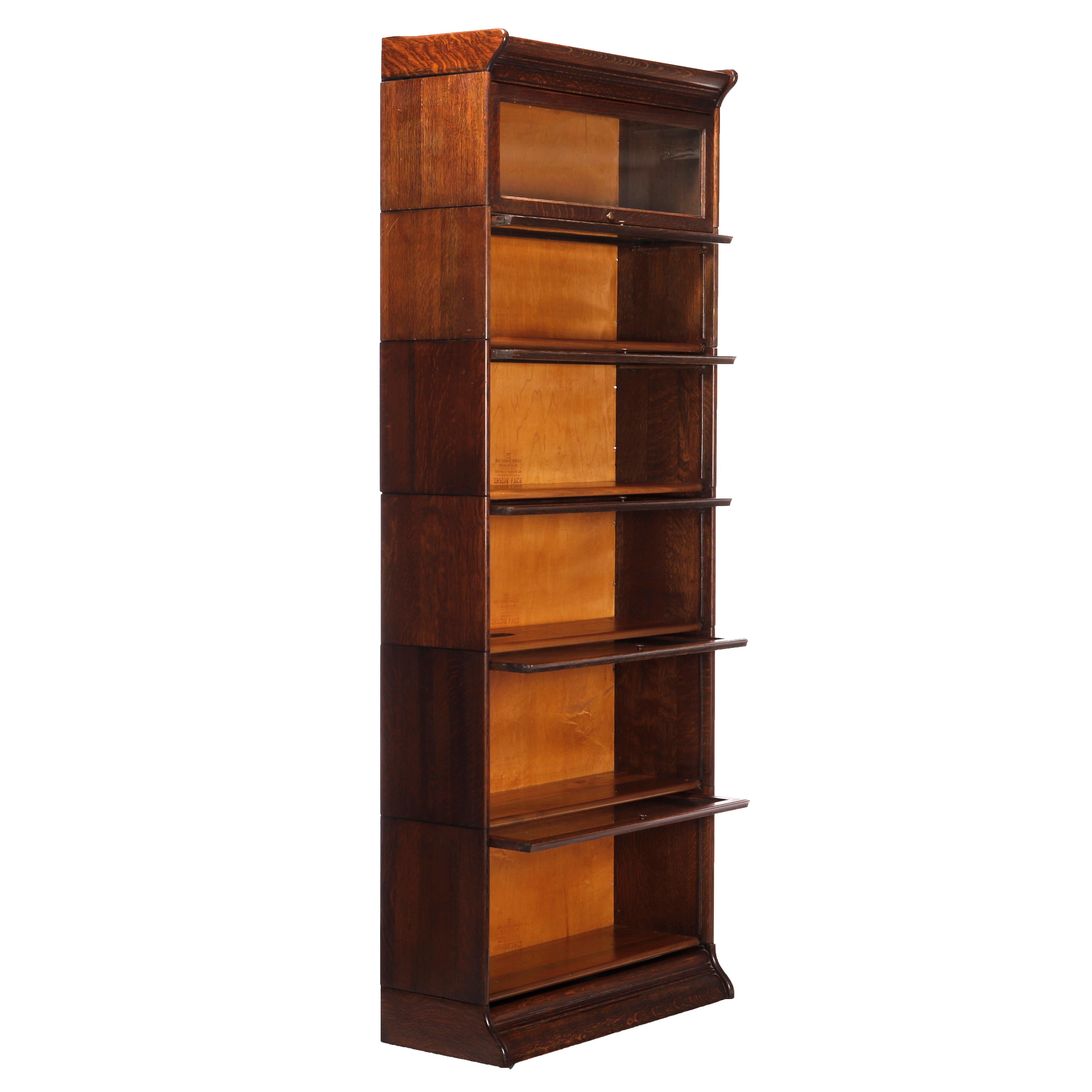 American Antique Arts & Crafts Gunn Oak Six-Stack Barrister Bookcase, C1910