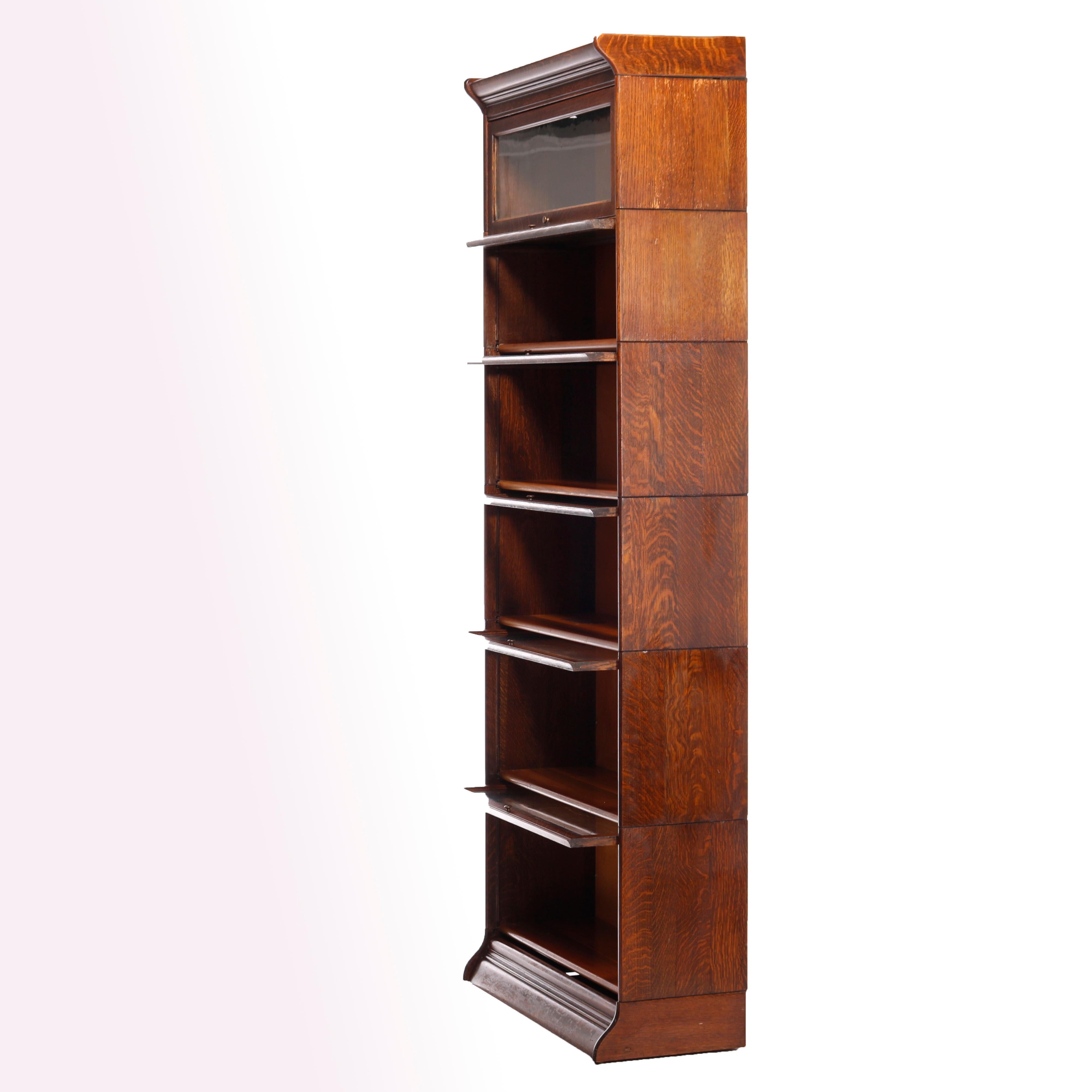 Antique Arts & Crafts Gunn Oak Six-Stack Barrister Bookcase, C1910 In Good Condition In Big Flats, NY