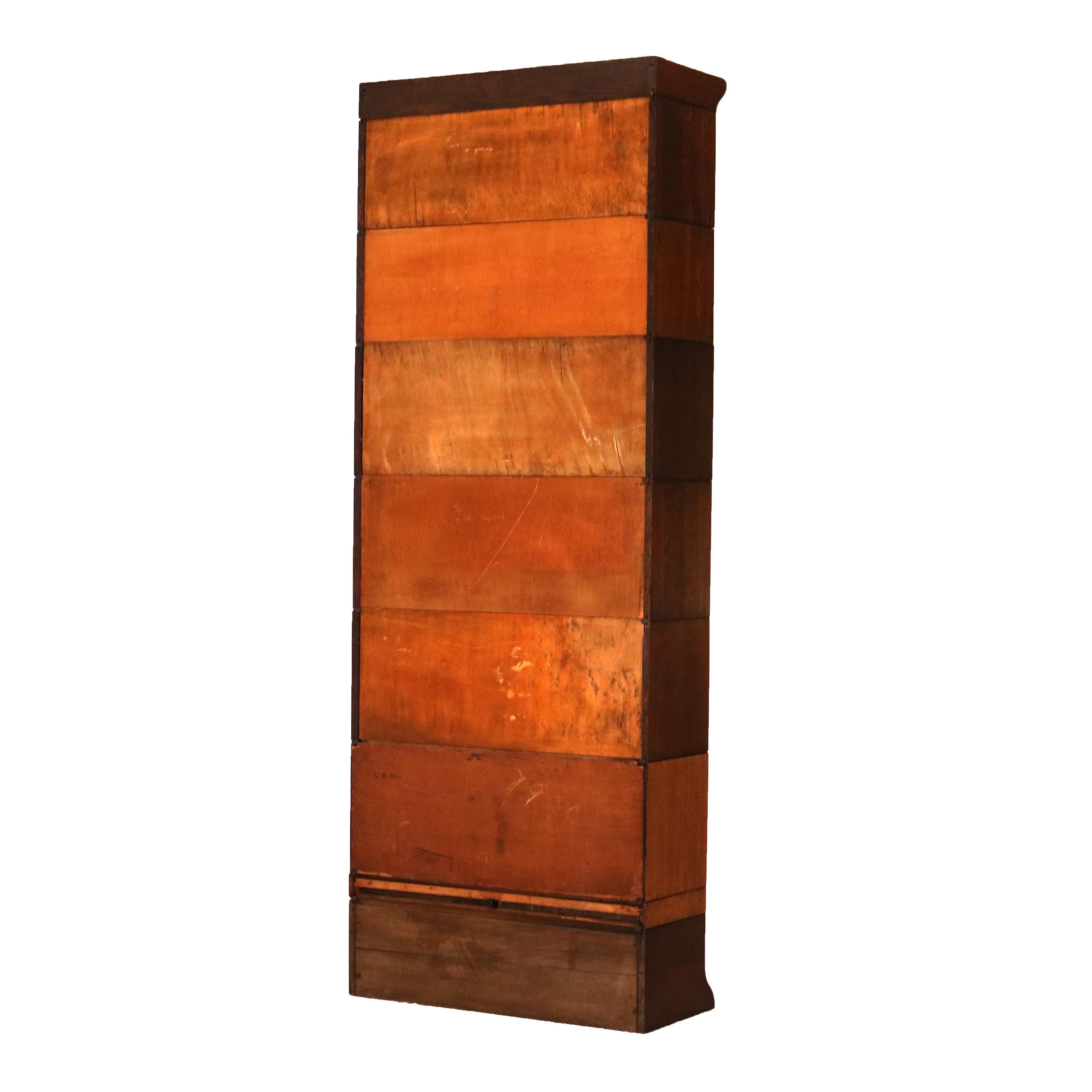 Antique Arts & Crafts Gunn Oak Six Stack Barrister Bookcase C1920 For Sale 6