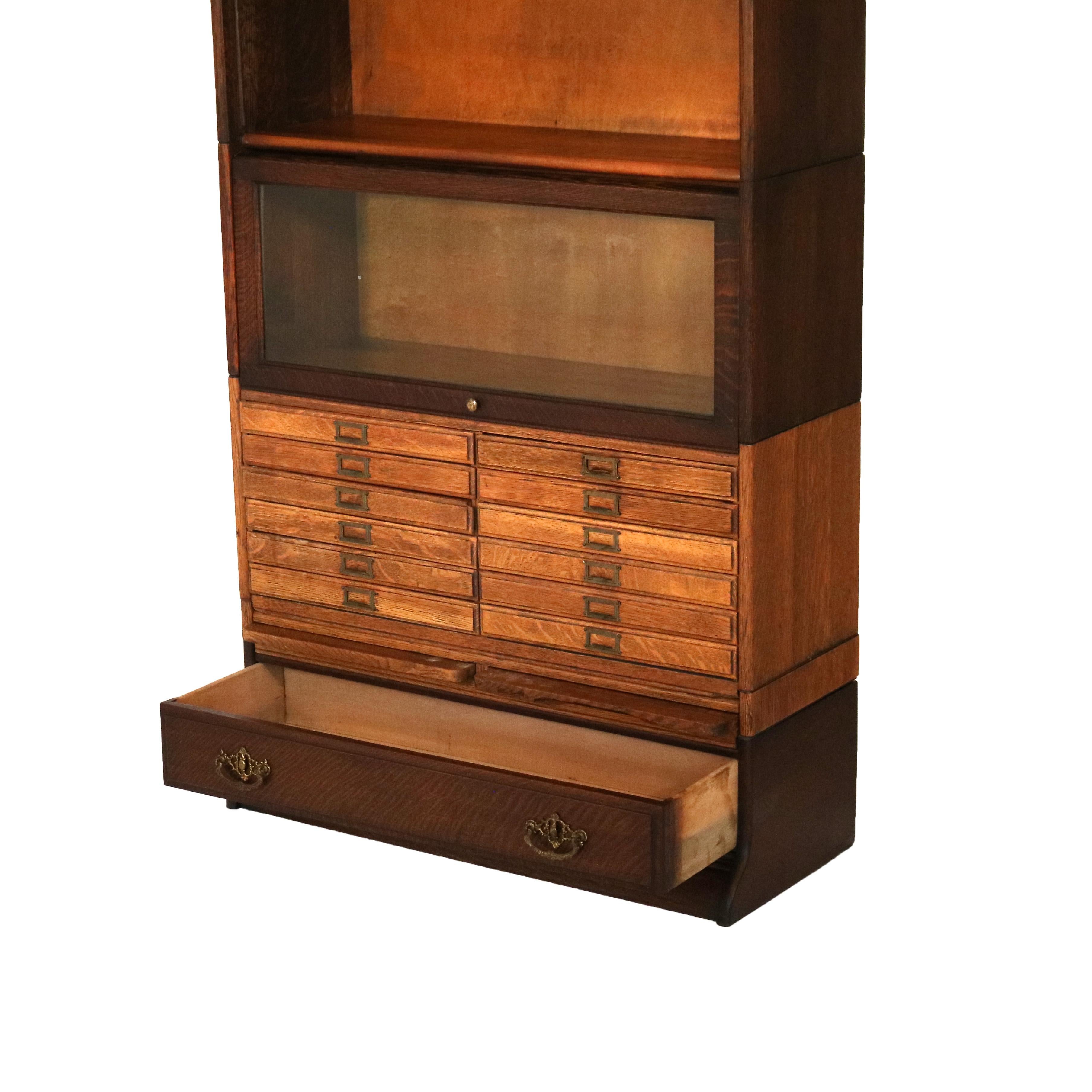 Antique Arts & Crafts Gunn Oak Six Stack Barrister Bookcase C1920 In Good Condition For Sale In Big Flats, NY