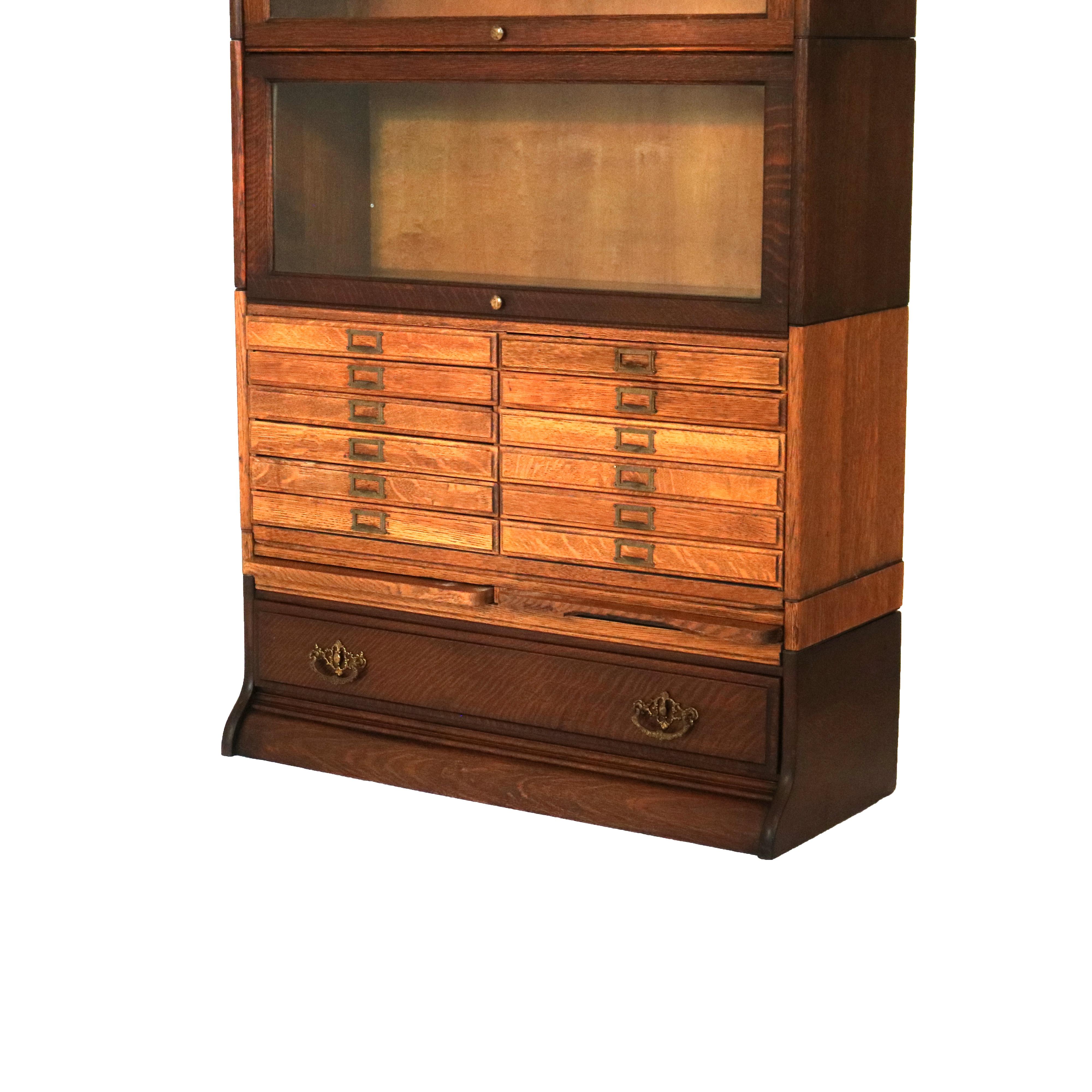 Antique Arts & Crafts Gunn Oak Six Stack Barrister Bookcase C1920 For Sale 1