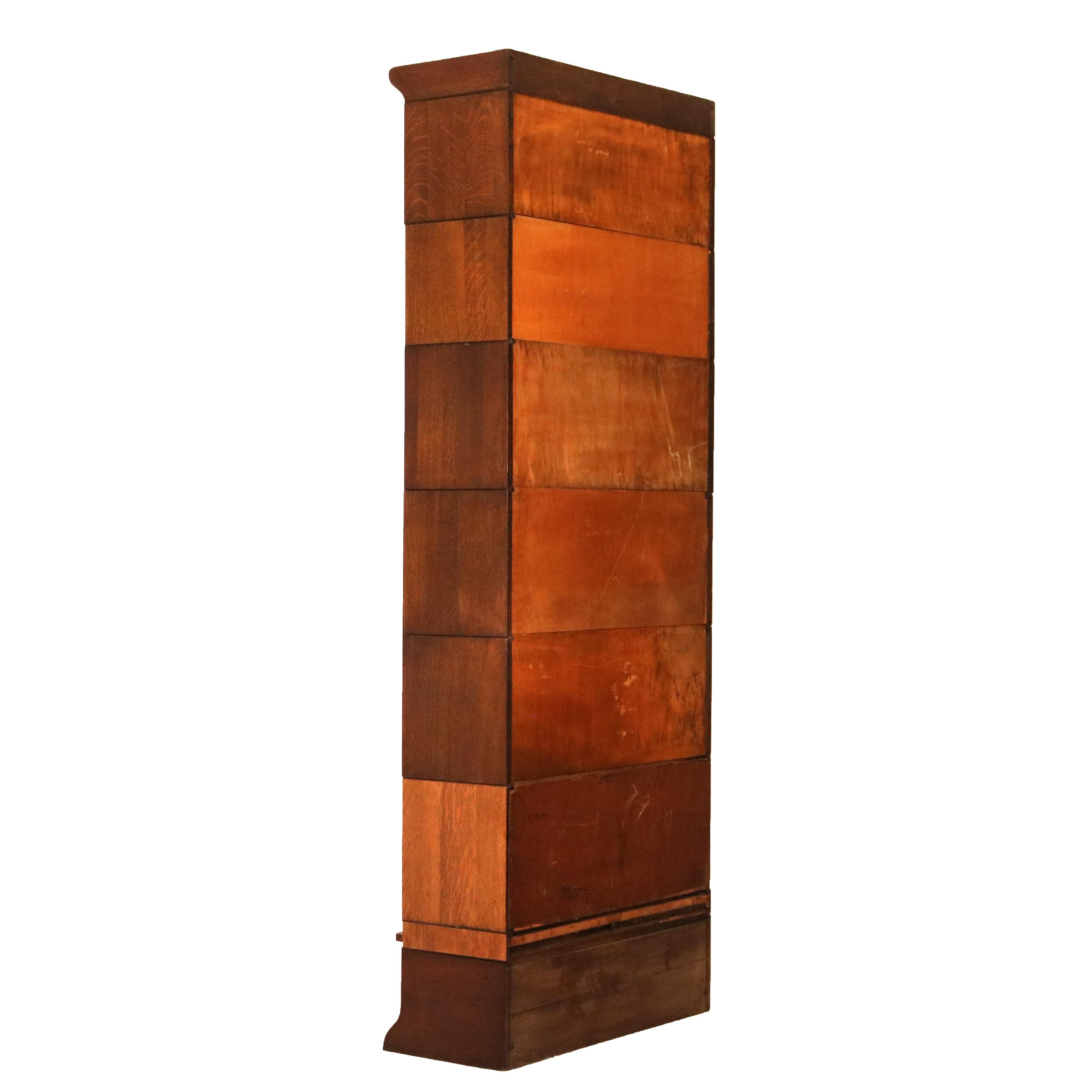 Antique Arts & Crafts Gunn Oak Six Stack Barrister Bookcase C1920 For Sale 5