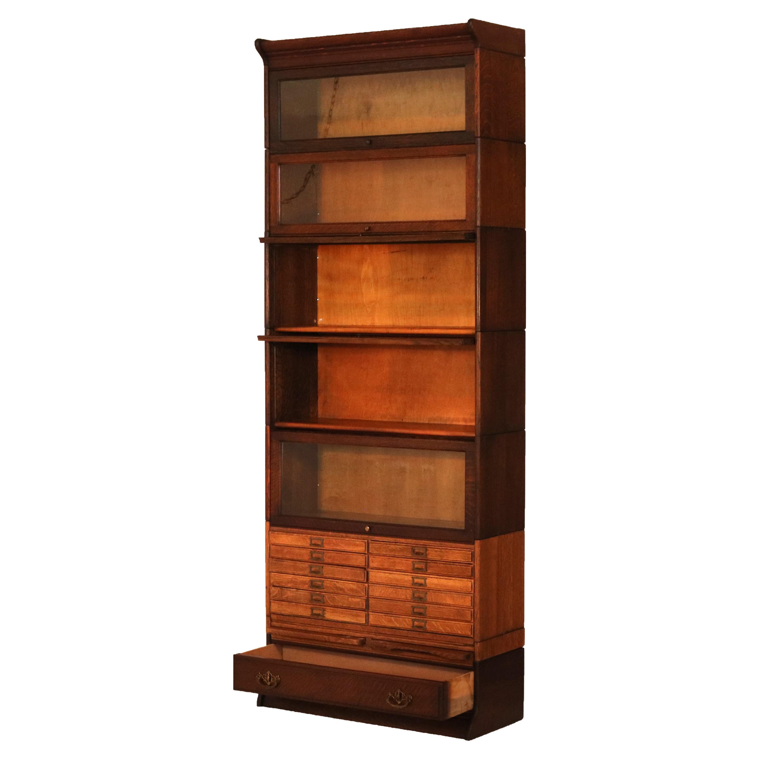 Antique Arts & Crafts Gunn Oak Six Stack Barrister Bookcase C1920 For Sale
