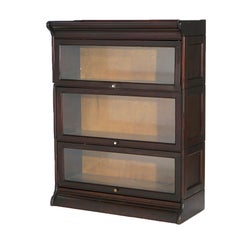 Antique Arts & Crafts Gunn School Mahogany Three Stack Barrister Bookcase c1910