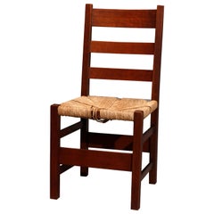 Arts & Crafts Gustav Stickley Mission Oak Ladder Back Side Chair, circa 1910