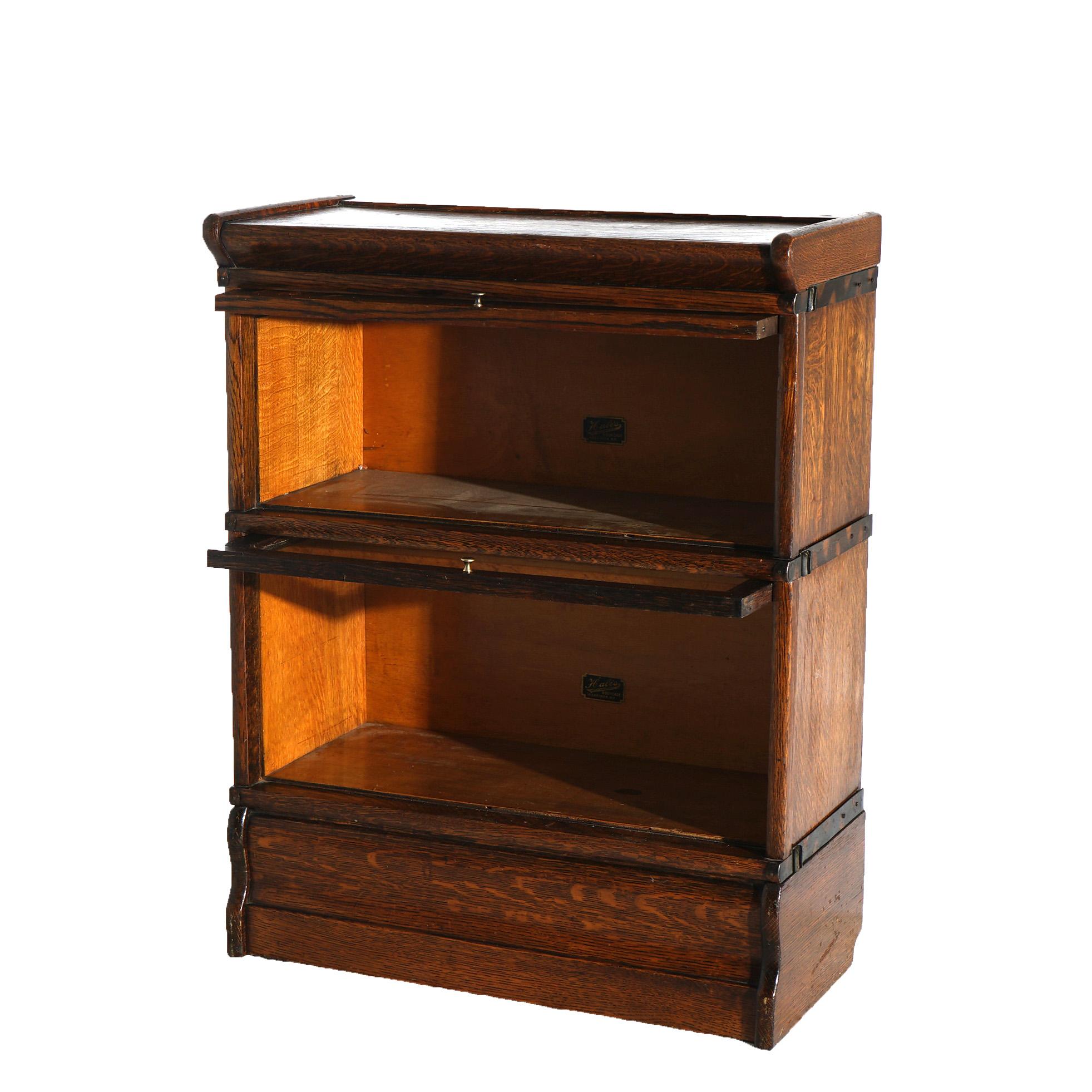 Arts and Crafts Antique Arts & Crafts Hale’s Diminutive Oak 2-Stack Barrister Bookcase c1920