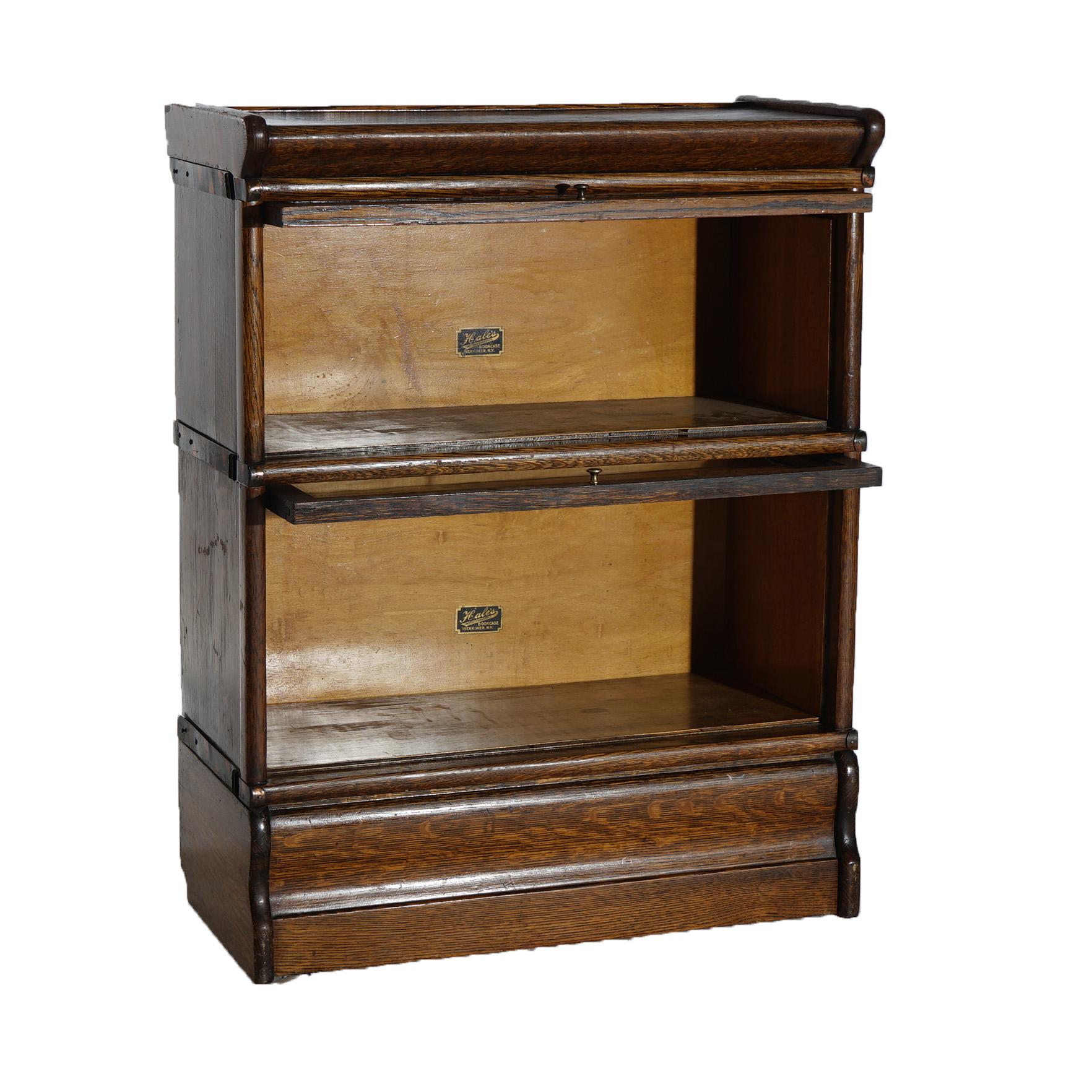 American Antique Arts & Crafts Hale’s Diminutive Oak 2-Stack Barrister Bookcase c1920