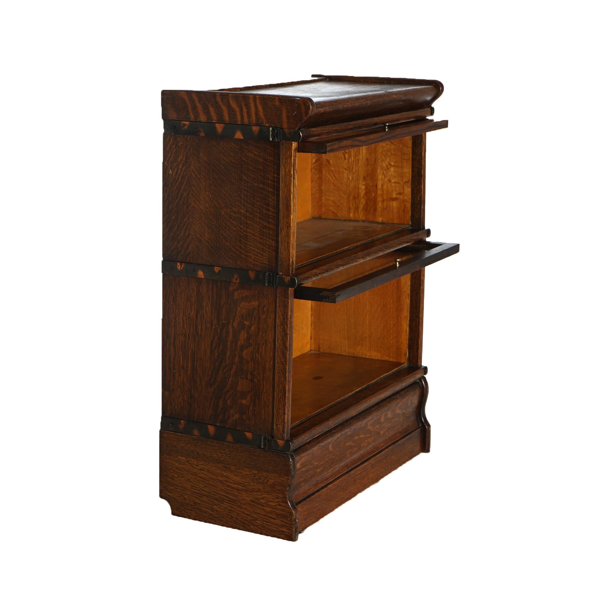 Antique Arts & Crafts Hale’s Diminutive Oak 2-Stack Barrister Bookcase c1920 In Good Condition In Big Flats, NY