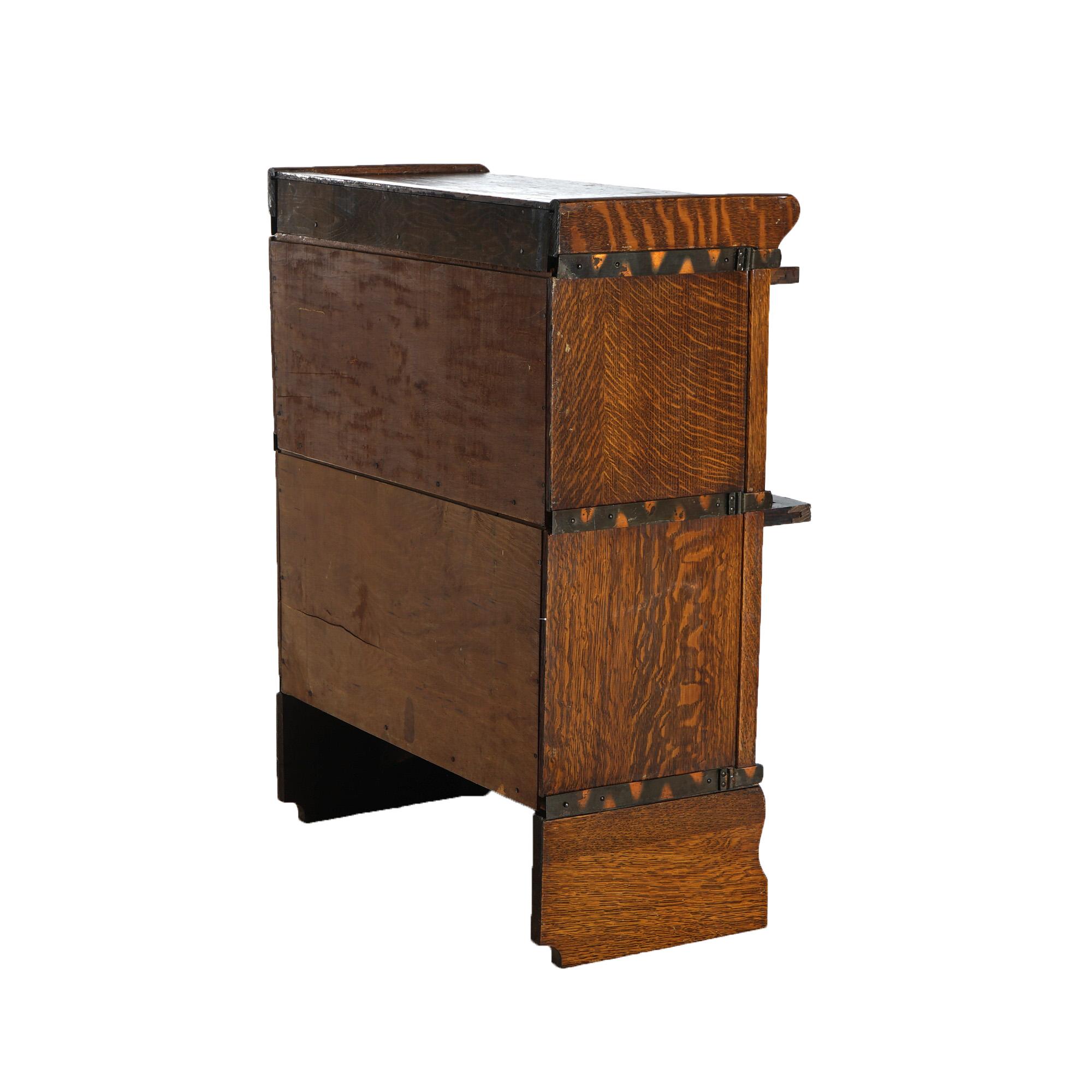 Glass Antique Arts & Crafts Hale’s Diminutive Oak 2-Stack Barrister Bookcase c1920