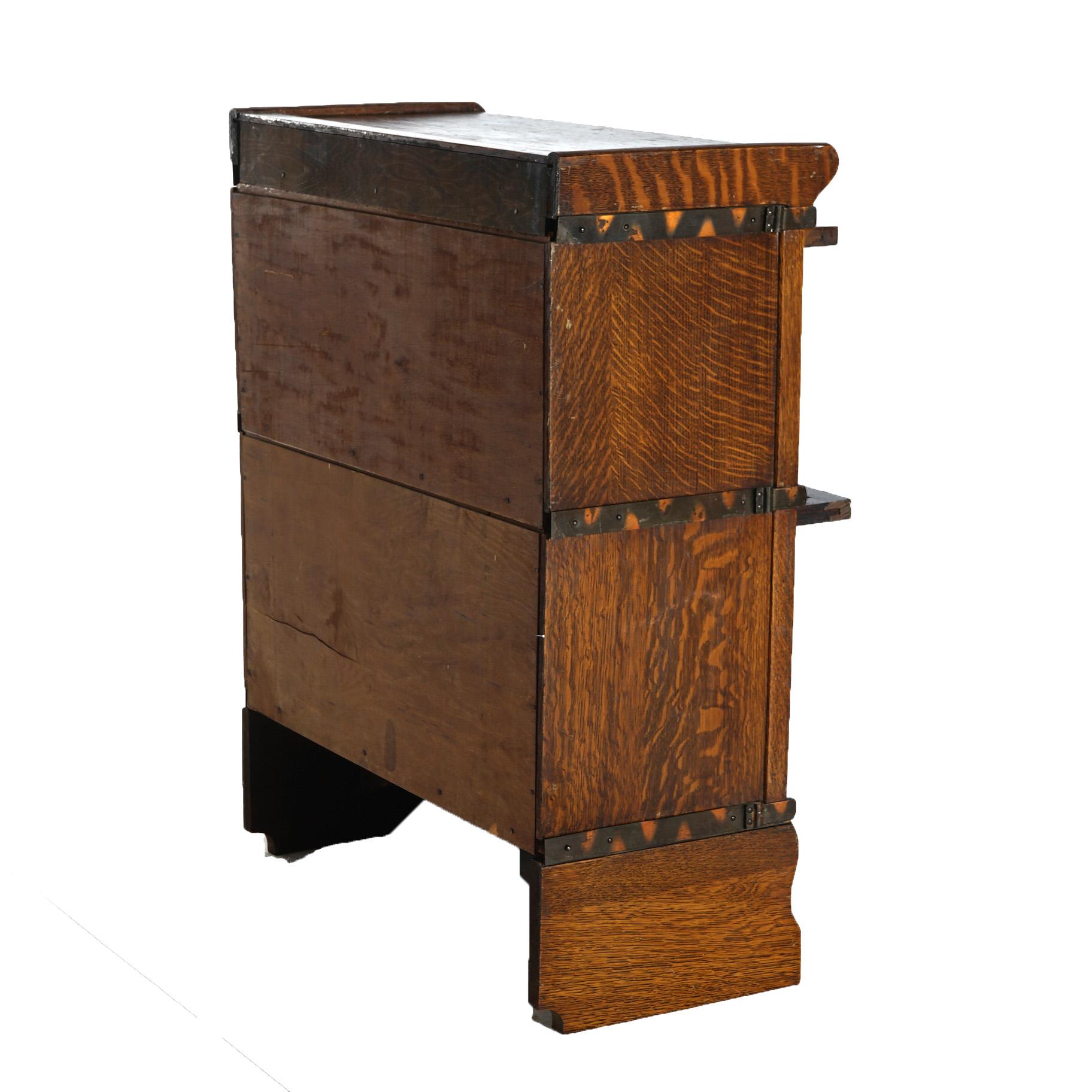 Antique Arts & Crafts Hale’s Diminutive Oak 2-Stack Barrister Bookcase c1920 1