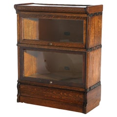 Antique Arts & Crafts Hale’s Diminutive Oak 2-Stack Barrister Bookcase c1920