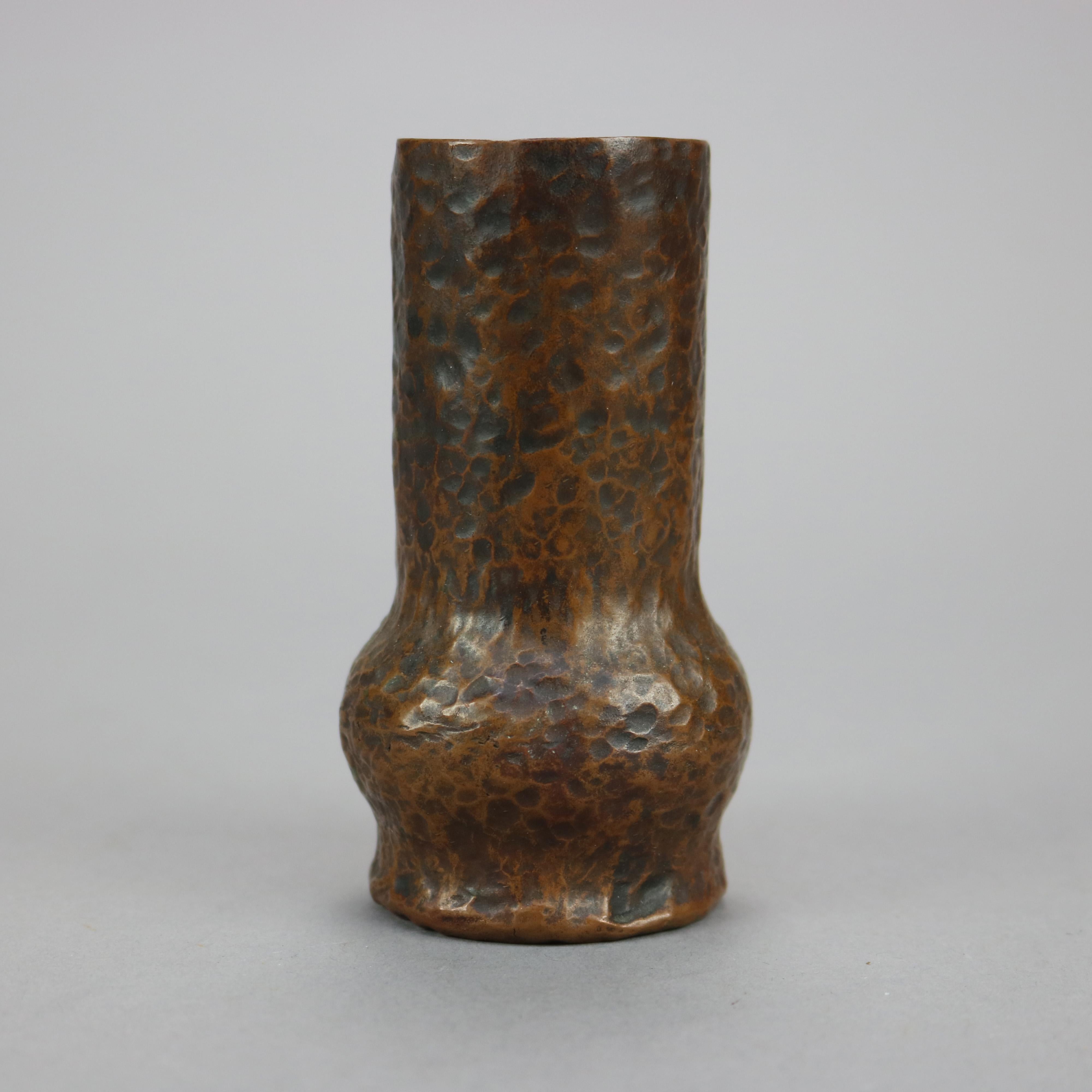 American Antique Arts & Crafts Hammered Copper Cabinet Vase, Circa 1910