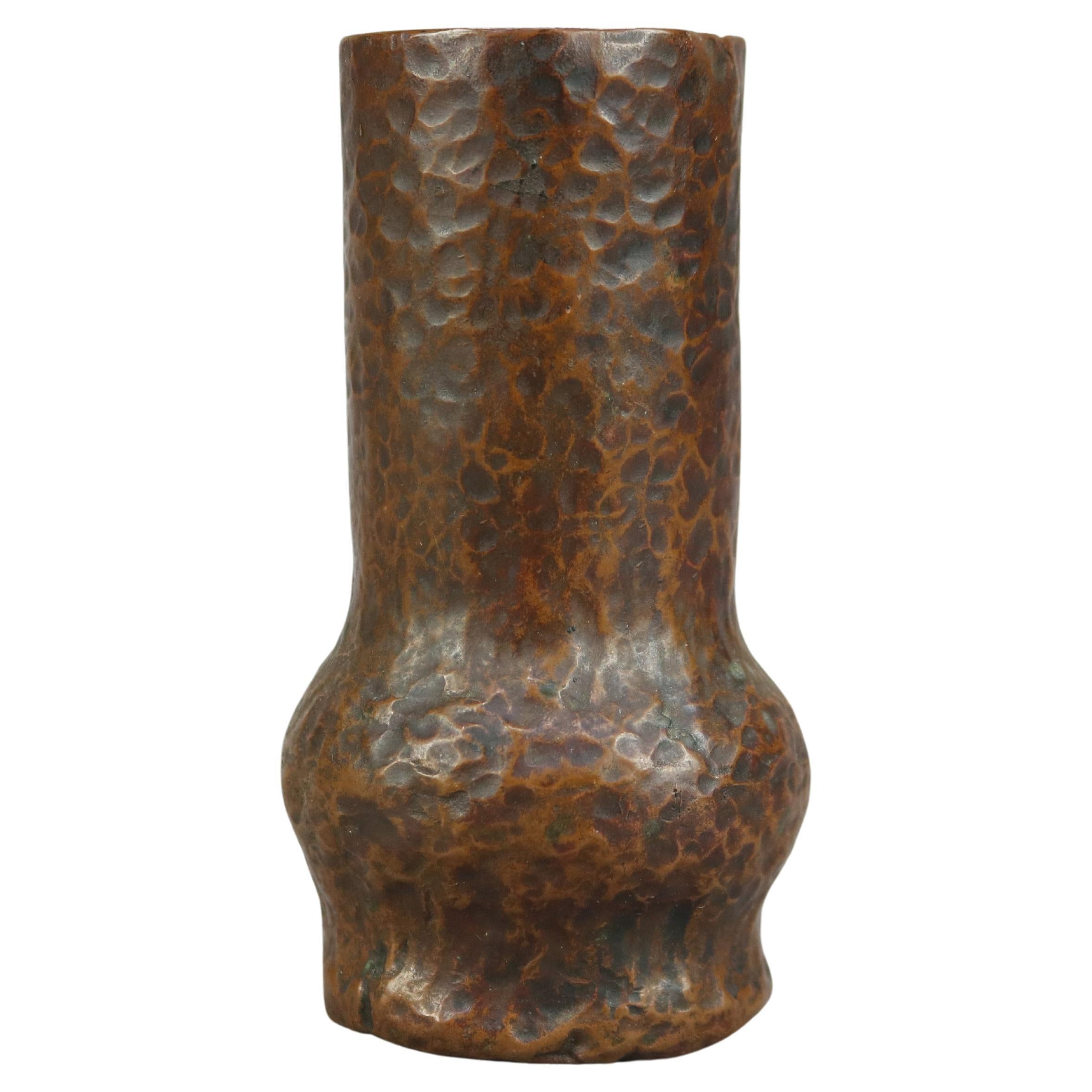 Antique Arts & Crafts Hammered Copper Cabinet Vase, Circa 1910