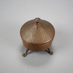 Antique Arts & Crafts Hammered Copper Covered Bowl Signed B.B. Borden, 1924