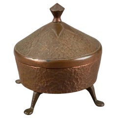 Antique Arts & Crafts Hammered Copper Covered Bowl Signed B.B. Borden, 1924
