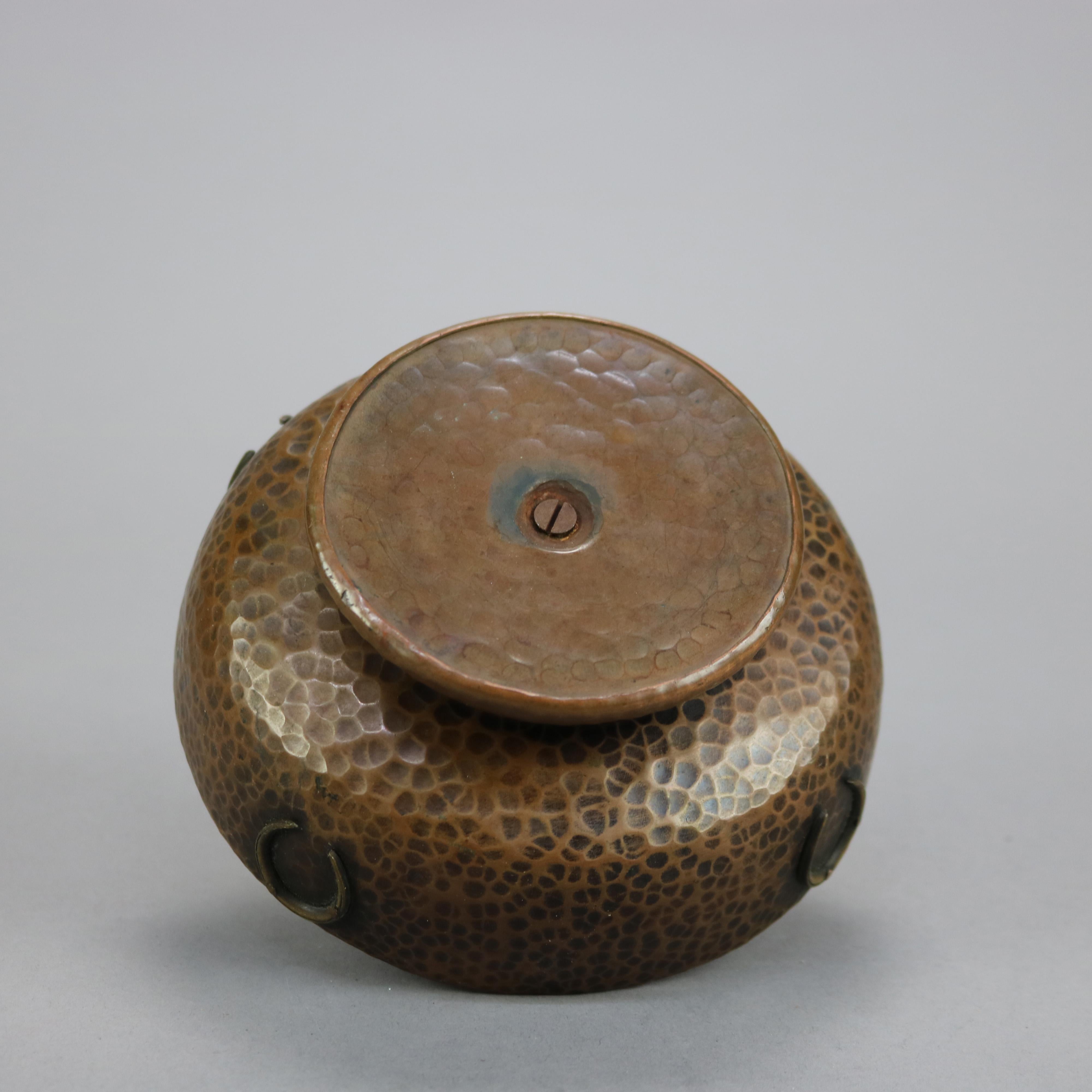 Antique Arts & Crafts Hammered Copper Smoke Set Circa 1910 4