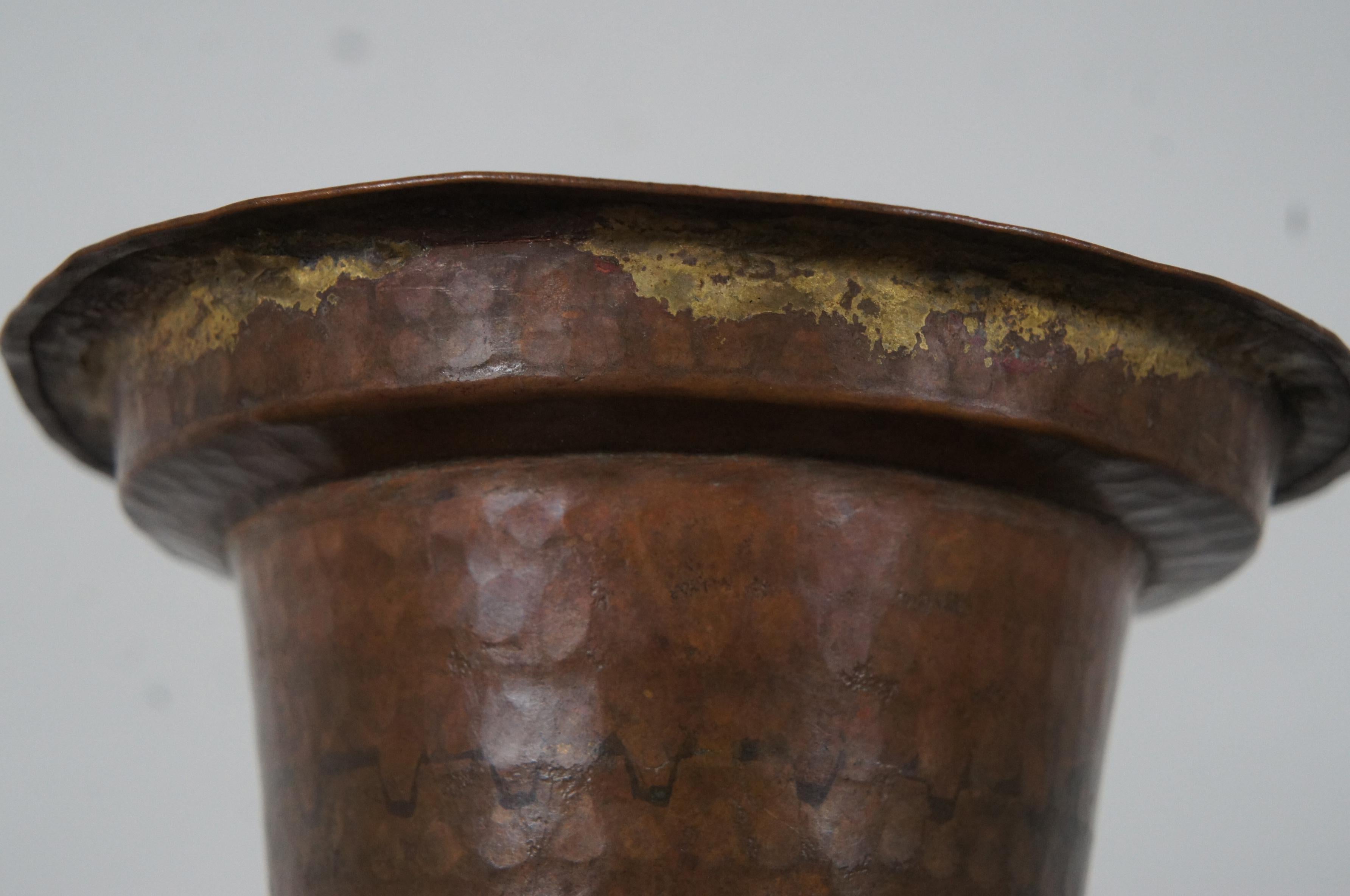 Antique Arts & Crafts Hammered Dovetailed Copper Jug Vase Urn 6