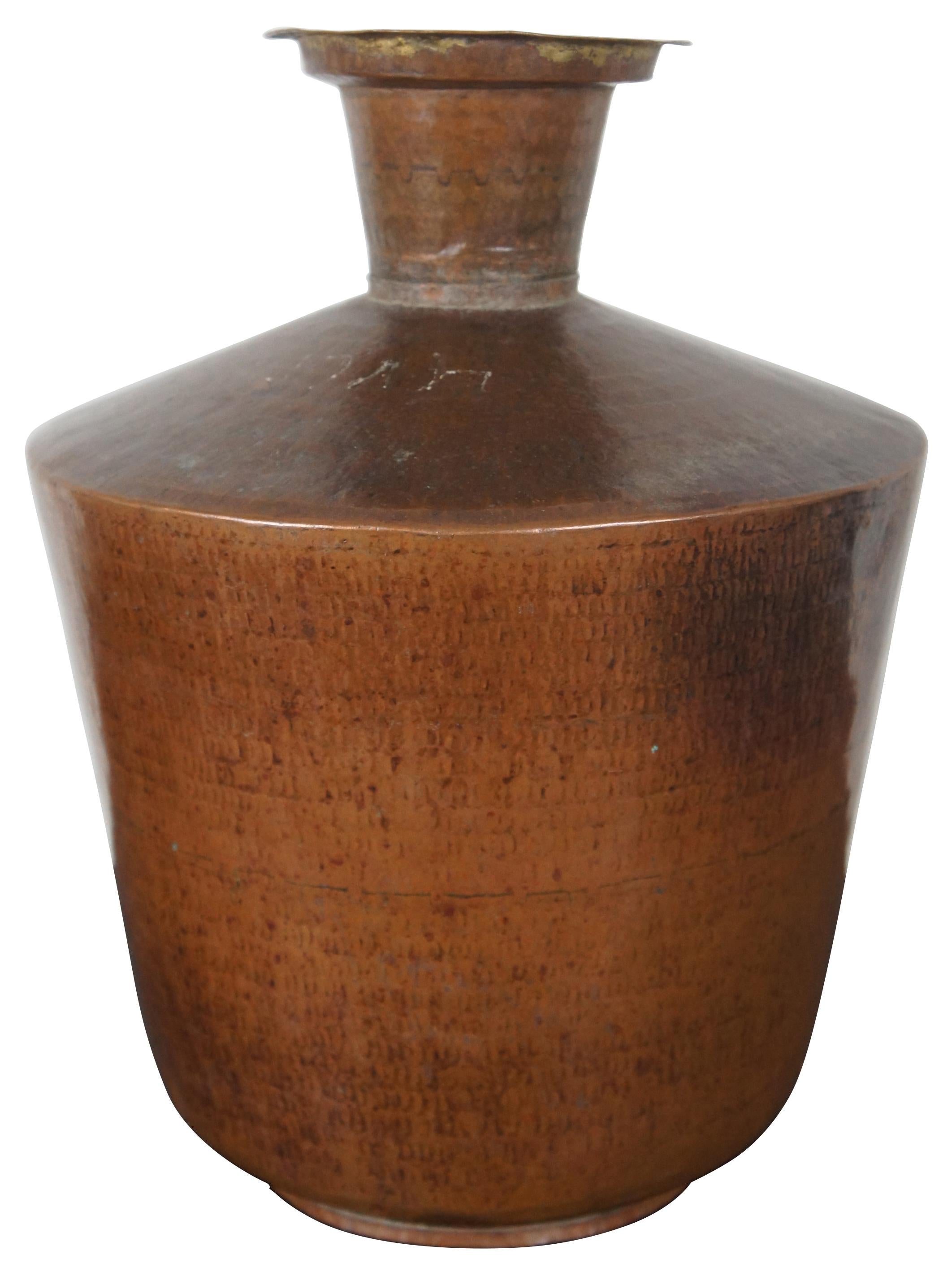 Arts and Crafts Antique Arts & Crafts Hammered Dovetailed Copper Jug Vase Urn
