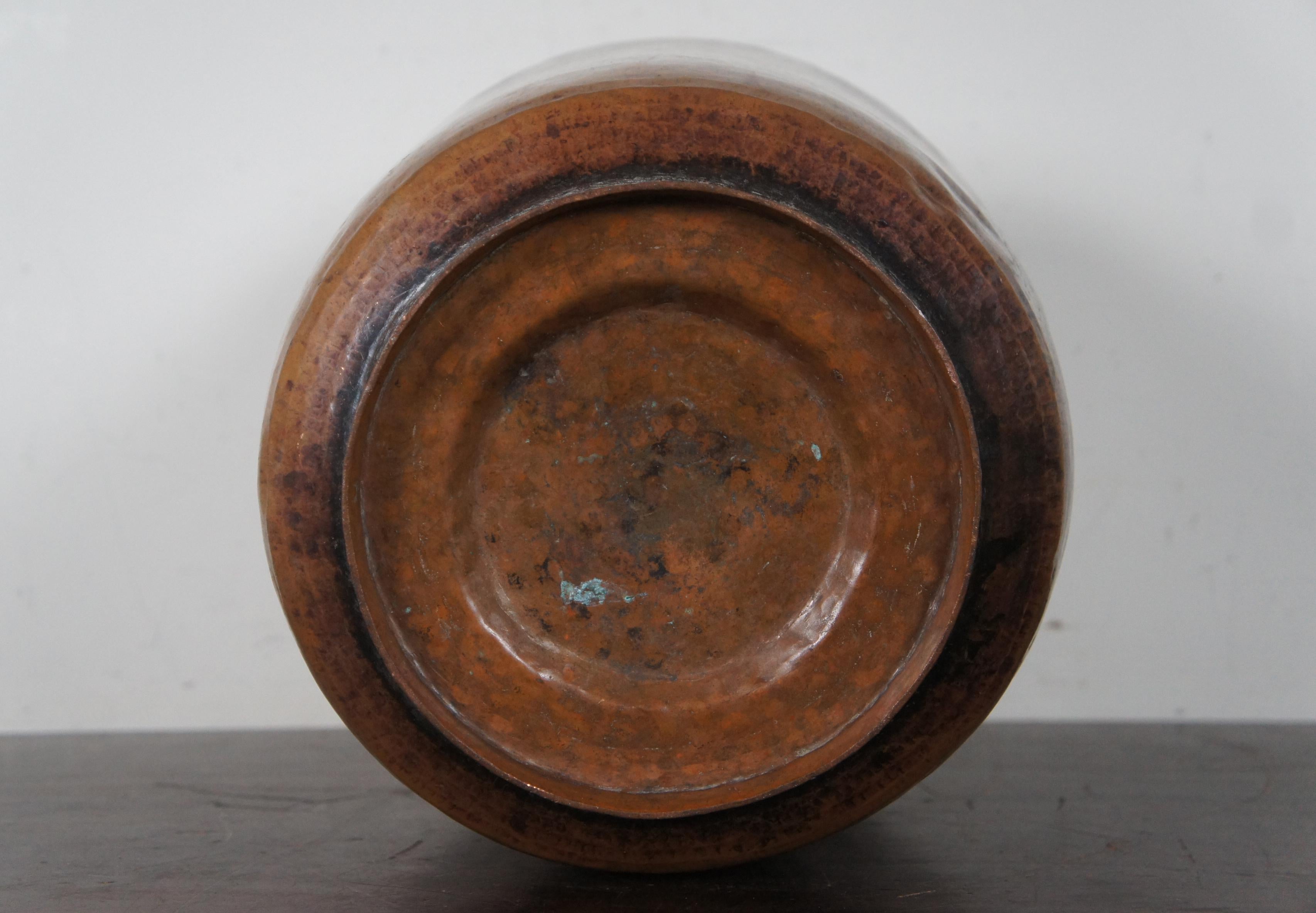 Antique Arts & Crafts Hammered Dovetailed Copper Jug Vase Urn 4