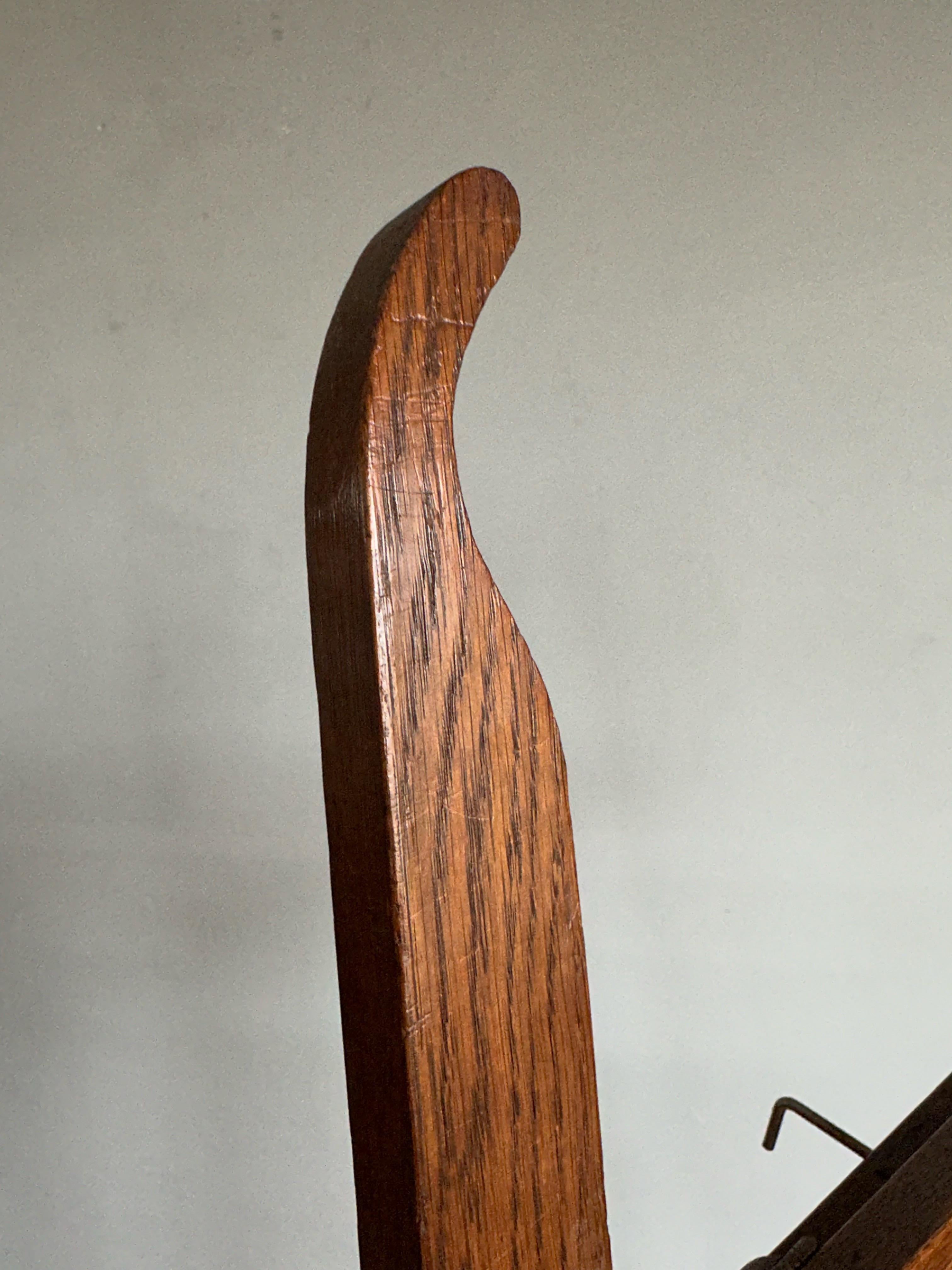 Antique Arts & Crafts Hand Carved Oak Floor Easel / Artist Display Stand ca1910 For Sale 4