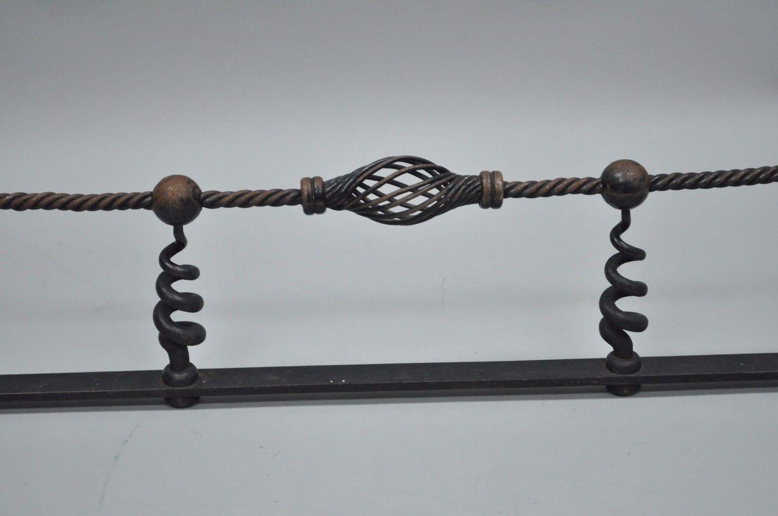 Arts and Crafts Antique Arts & Crafts Hand-Wrought Iron Spiral Twist Fireplace Mantle Fender For Sale