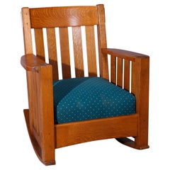 Antique Arts & Crafts Harden Arts & Crafts Mission Oak Rocker, Circa 1910
