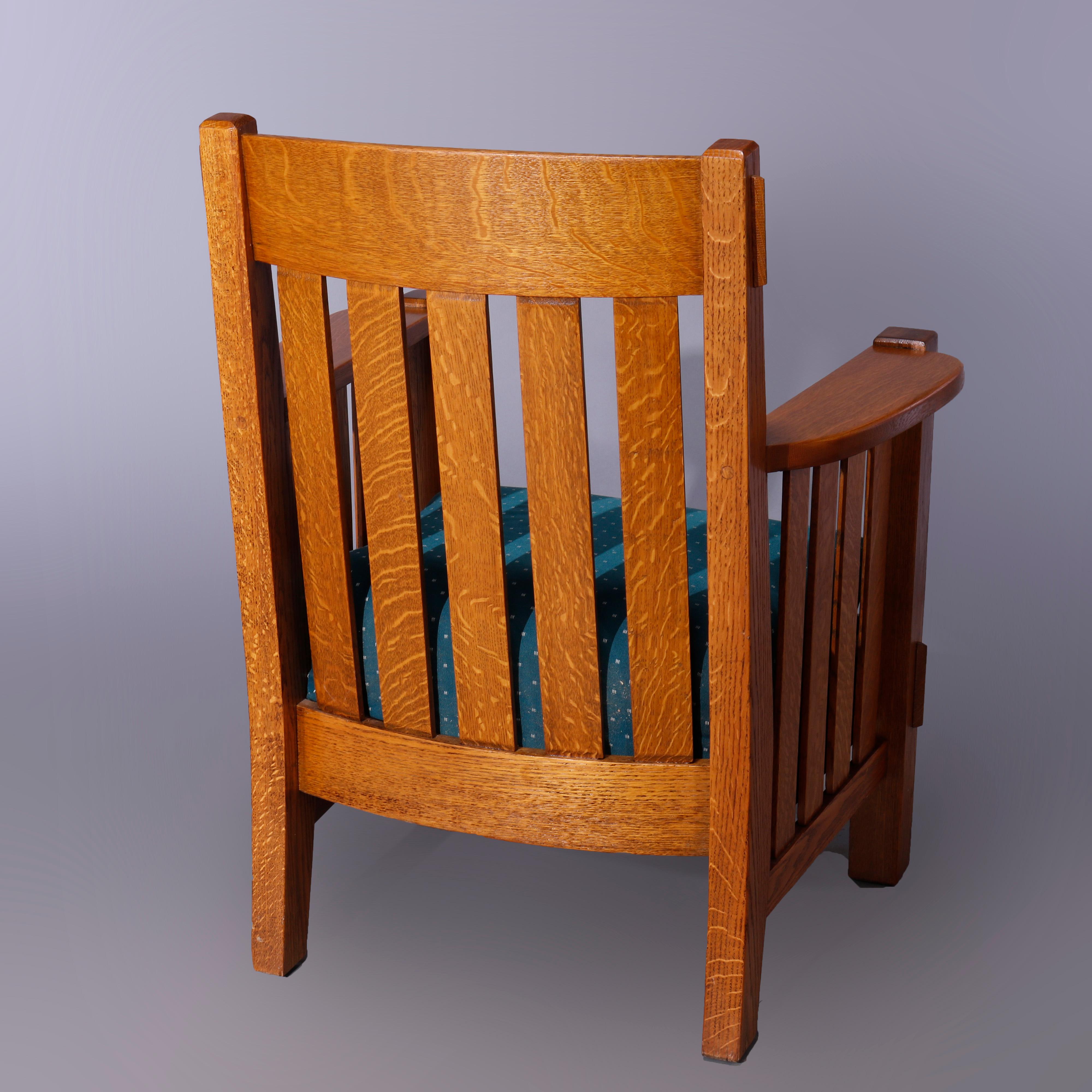 Antique Arts & Crafts Harden Mission Oak Armchair, c1910 In Good Condition In Big Flats, NY