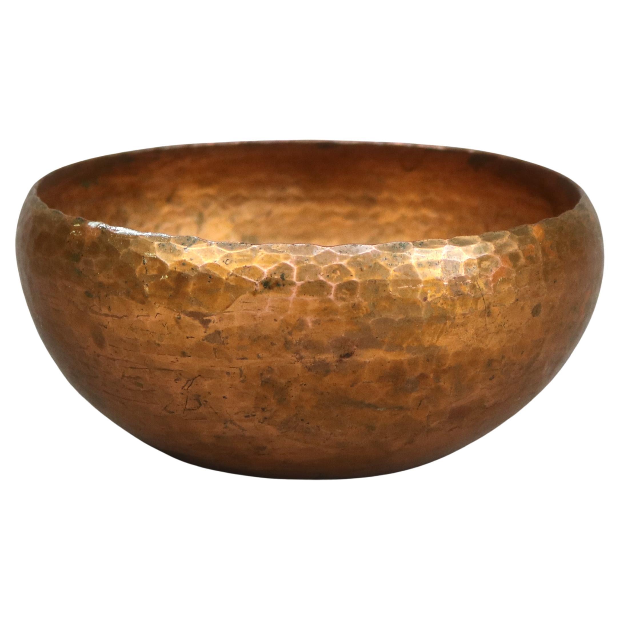 French Copper and Brass Arts and Crafts Footed Vessel with Lid For Sale at 1stDibs