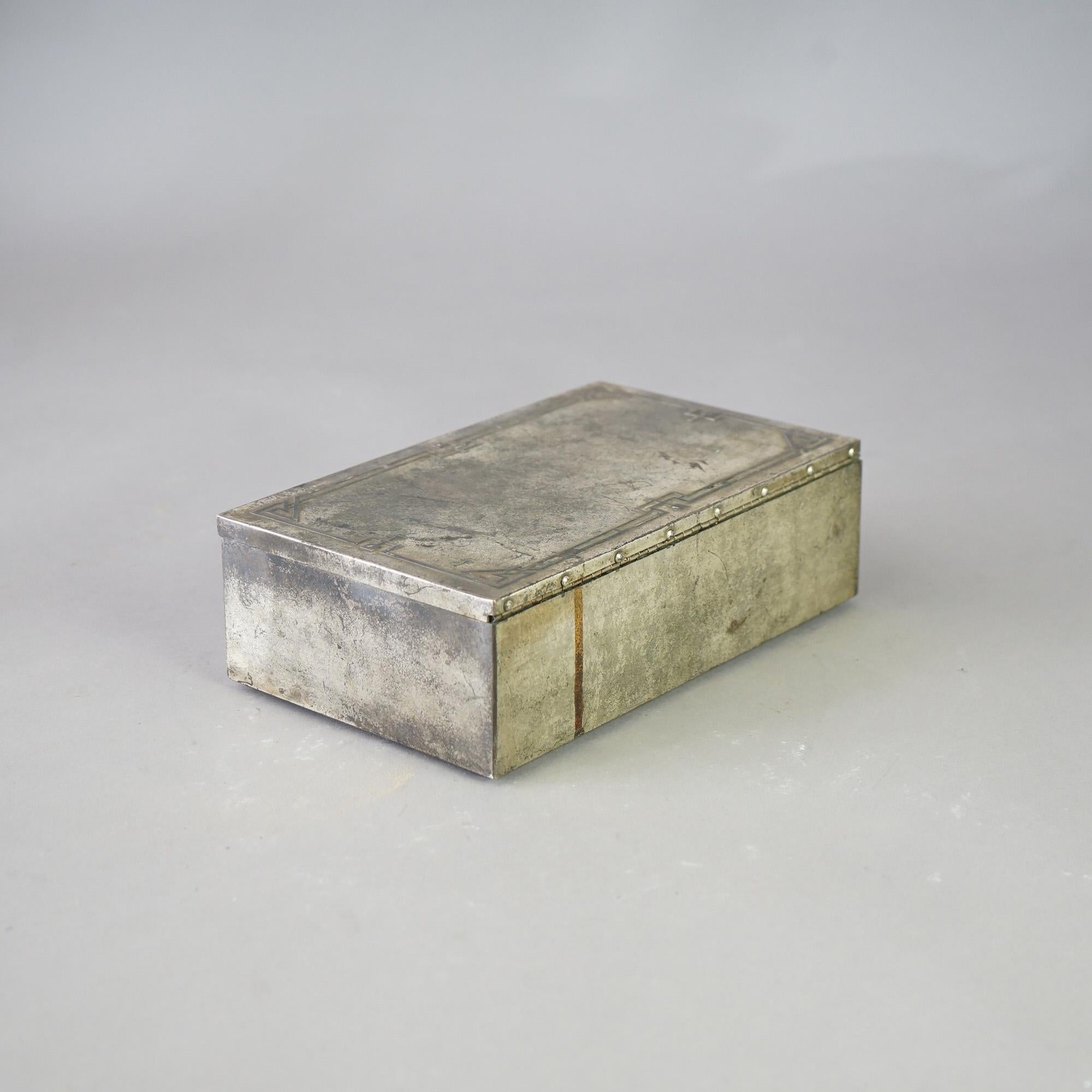 20th Century Antique Arts & Crafts Heintz Sterling Silver on Bronze Box c1910