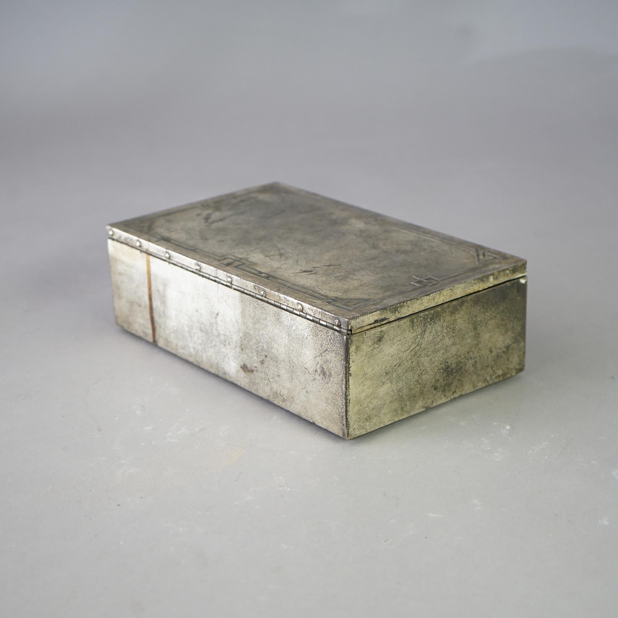 Antique Arts & Crafts Heintz Sterling Silver on Bronze Box c1910 1