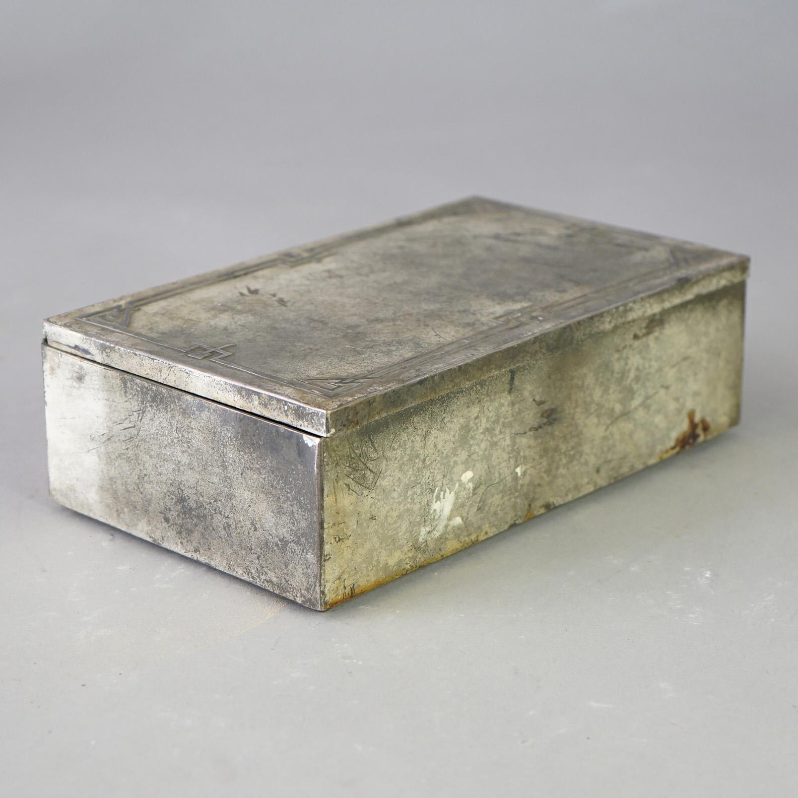 Antique Arts & Crafts Heintz Sterling Silver on Bronze Box c1910 2