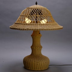 Antique Arts & Crafts Heywood Wakefield School Wicker Table Lamp, circa 1920