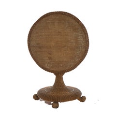 Antiguo Arts & Crafts Heywood Wakefield Mesa de centro con tapa basculante de mimbre C1920