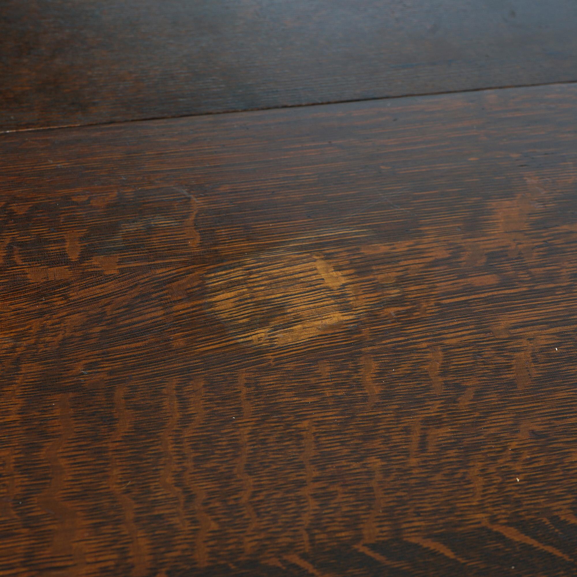 Antique Arts & Crafts Indian Head Co. Oak Dining Table with Four Leaves, c1910 5