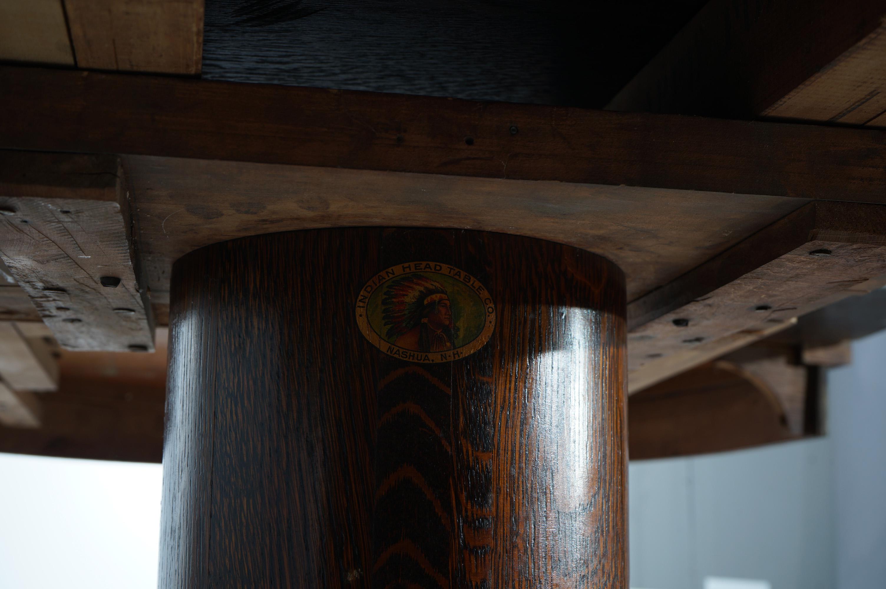 Antique Arts & Crafts Indian Head Co. Oak Dining Table with Four Leaves, c1910 9