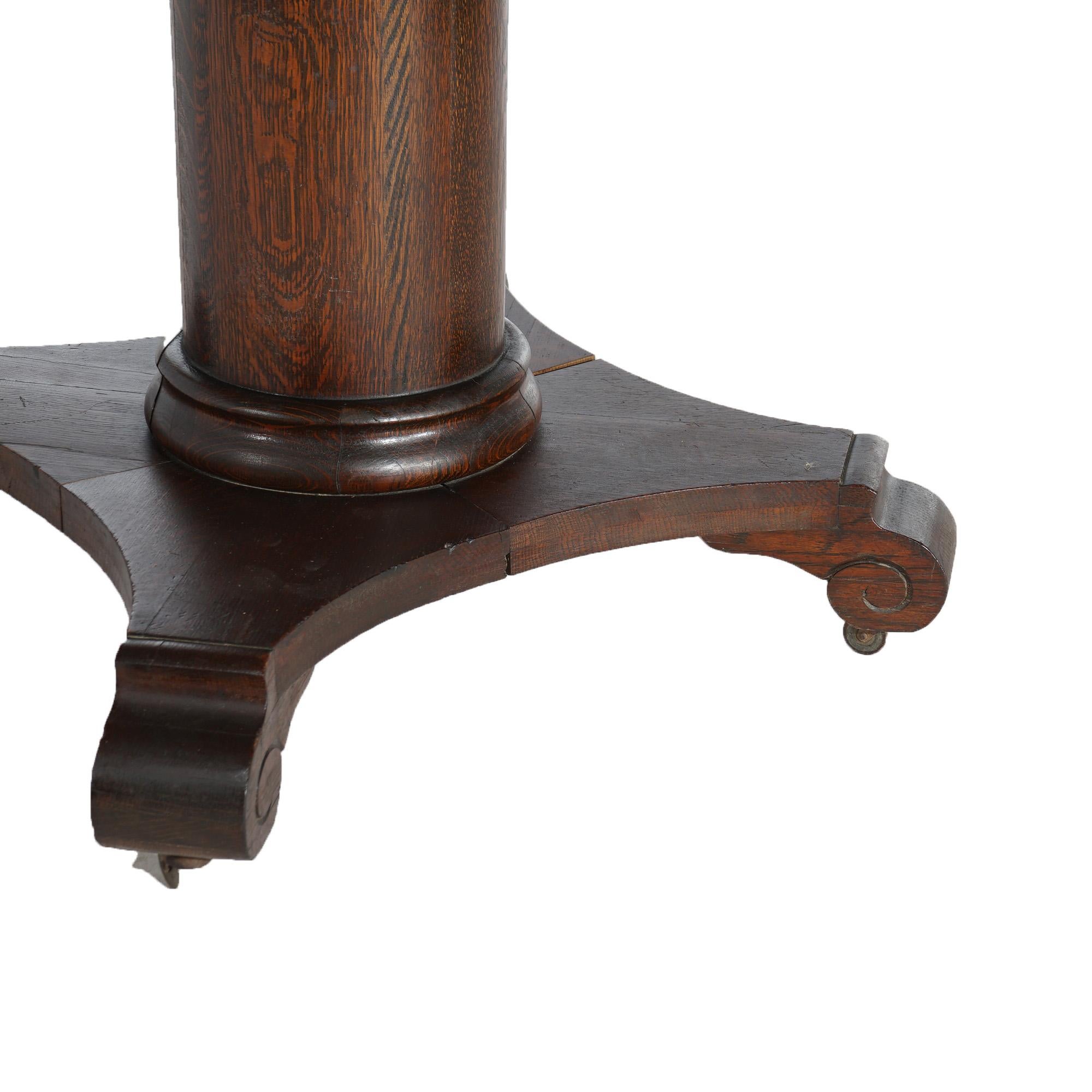 Antique Arts & Crafts Indian Head Co. Oak Dining Table with Four Leaves, c1910 12