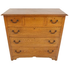 Antique Arts & Crafts Inlaid Oak Dresser, Chest of Drawers, Scotland 1910, B2170