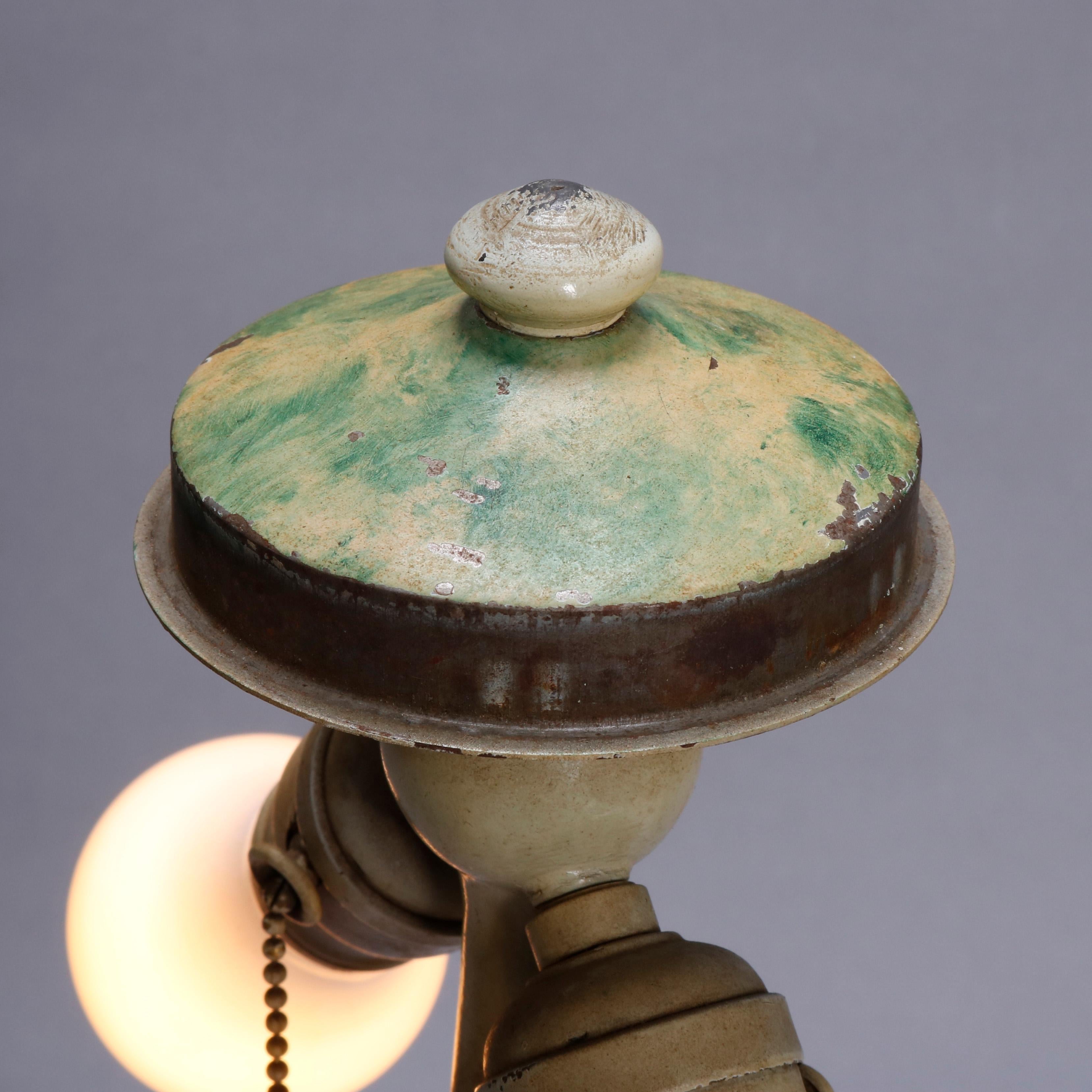 Hand-Painted Antique Arts & Crafts Jefferson Reverse Painted Lamp, circa 1920