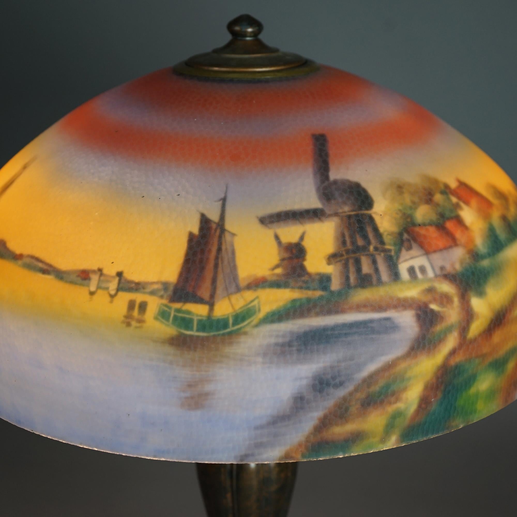 Antique Arts & Crafts Jefferson Reverse Painted Table Lamp Circa 1920 1