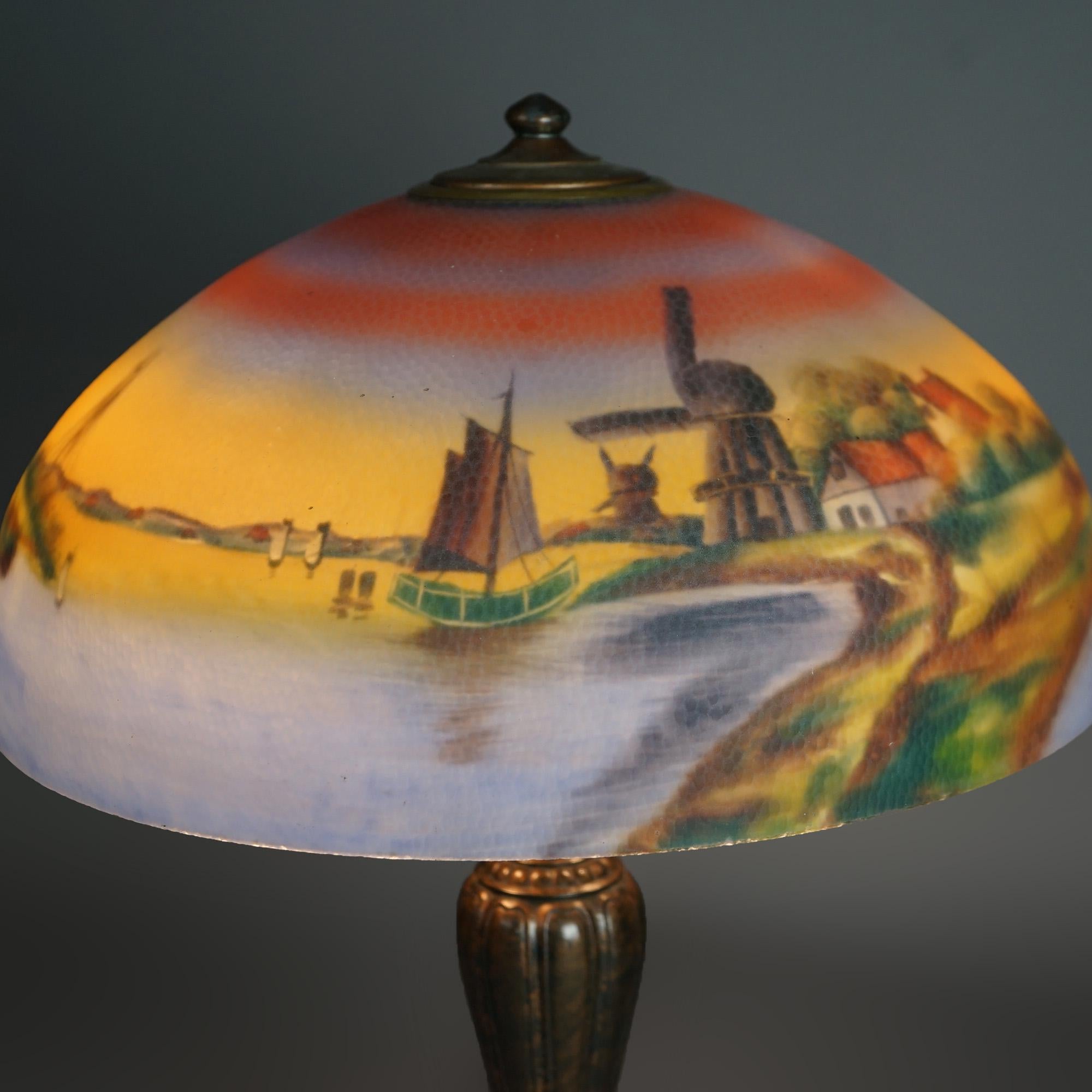 Antique Arts & Crafts Jefferson Reverse Painted Table Lamp Circa 1920 3