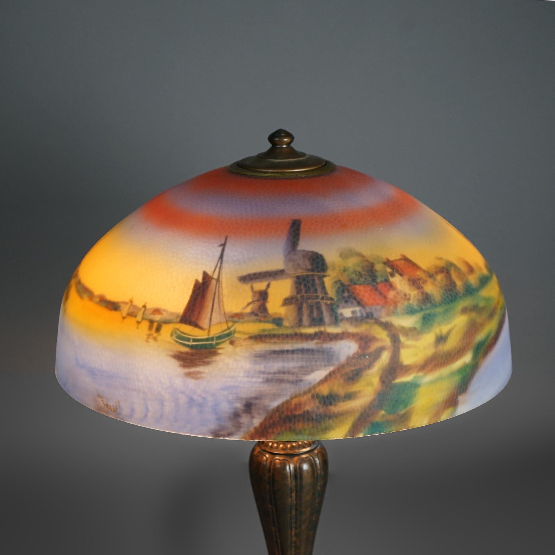 Antique Arts & Crafts Jefferson Reverse Painted Table Lamp Circa 1920 4