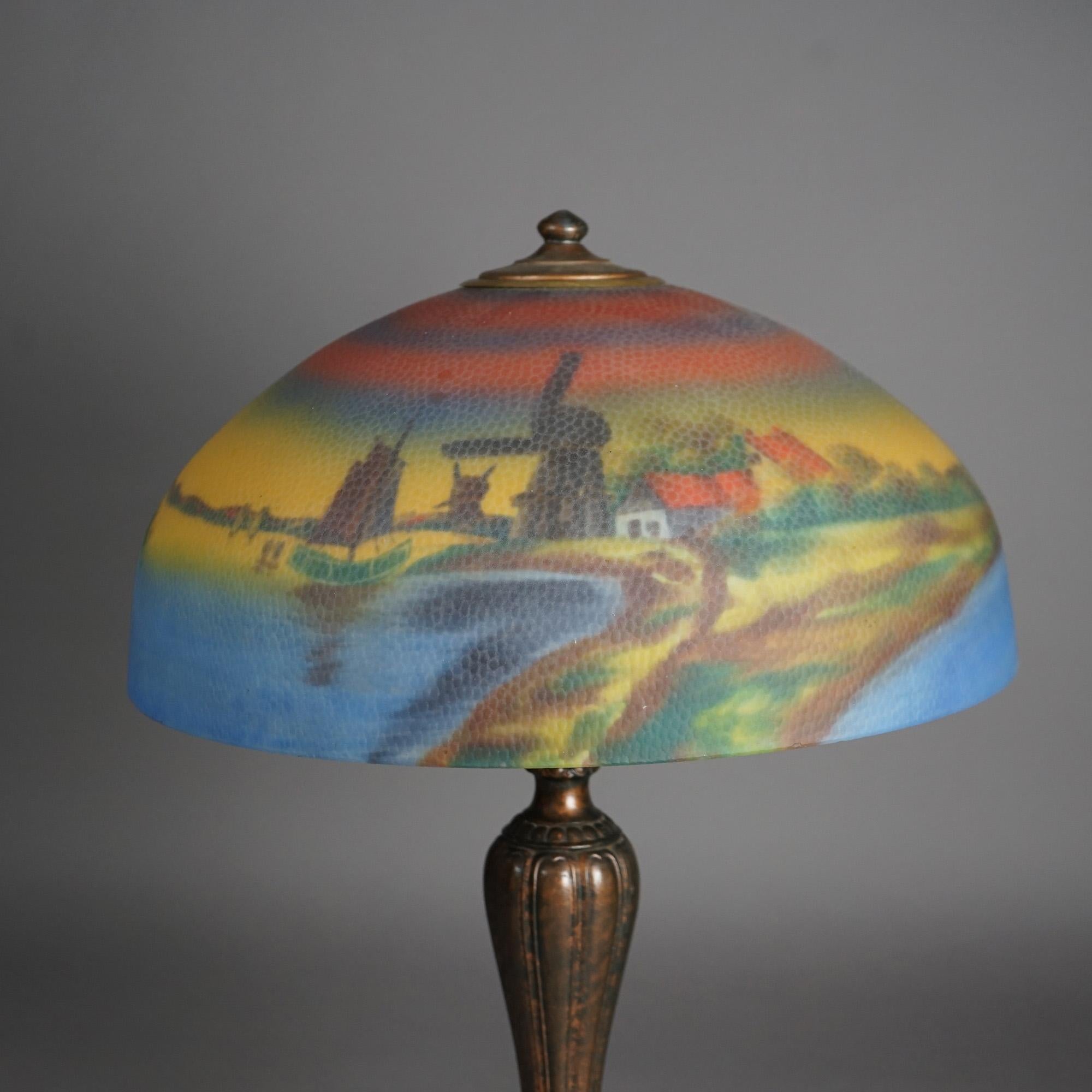 Arts and Crafts Antique Arts & Crafts Jefferson Reverse Painted Table Lamp Circa 1920
