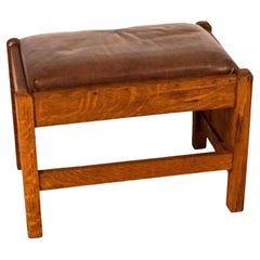 Antique Arts & Crafts JM Young Mission Oak Footstool, Circa 1910